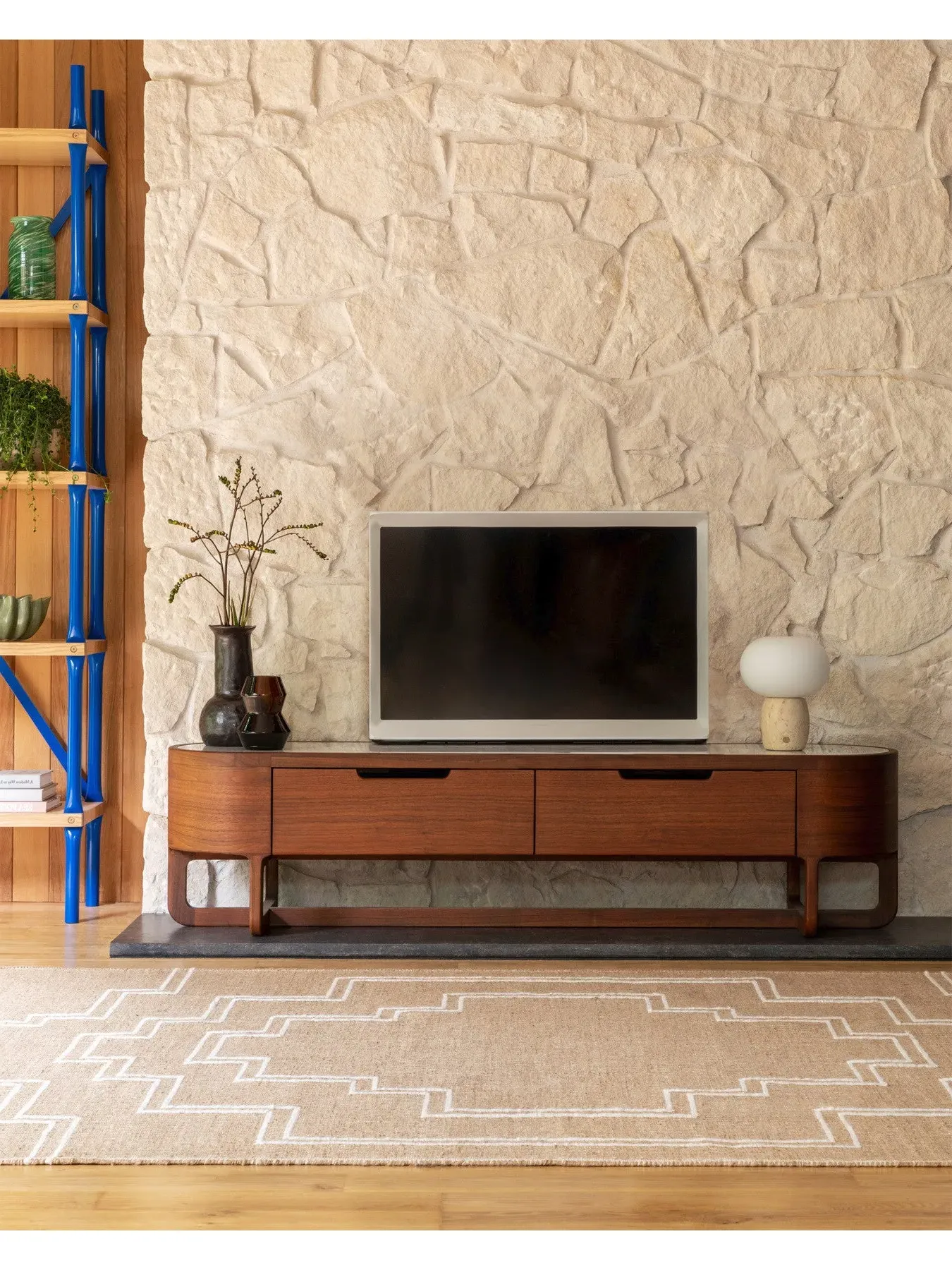 AV Unit with Marble Top - Brown, Walnut