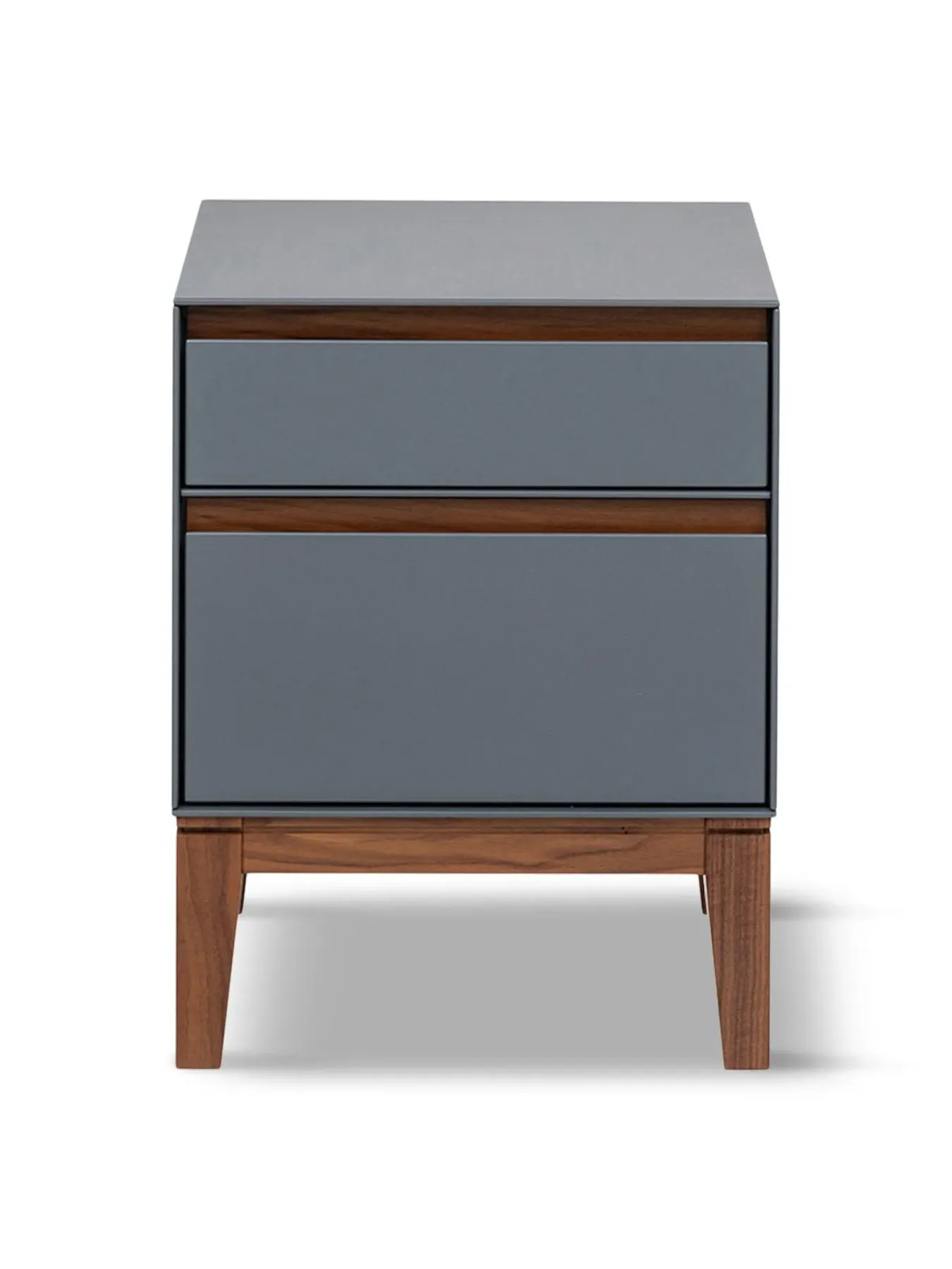 Bedside Table with 2 Drawers - Grey, Walnut