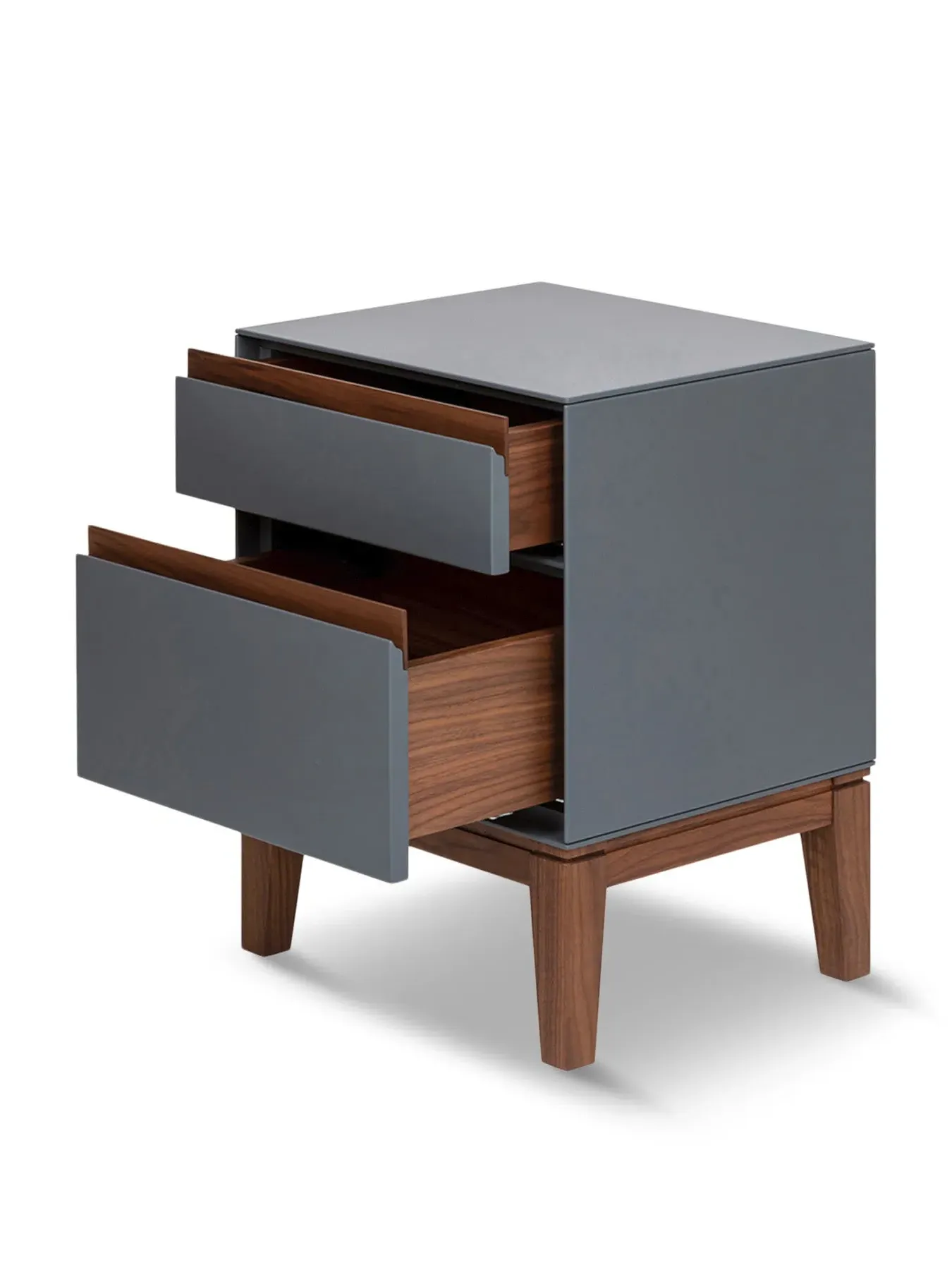 Bedside Table with 2 Drawers - Grey, Walnut