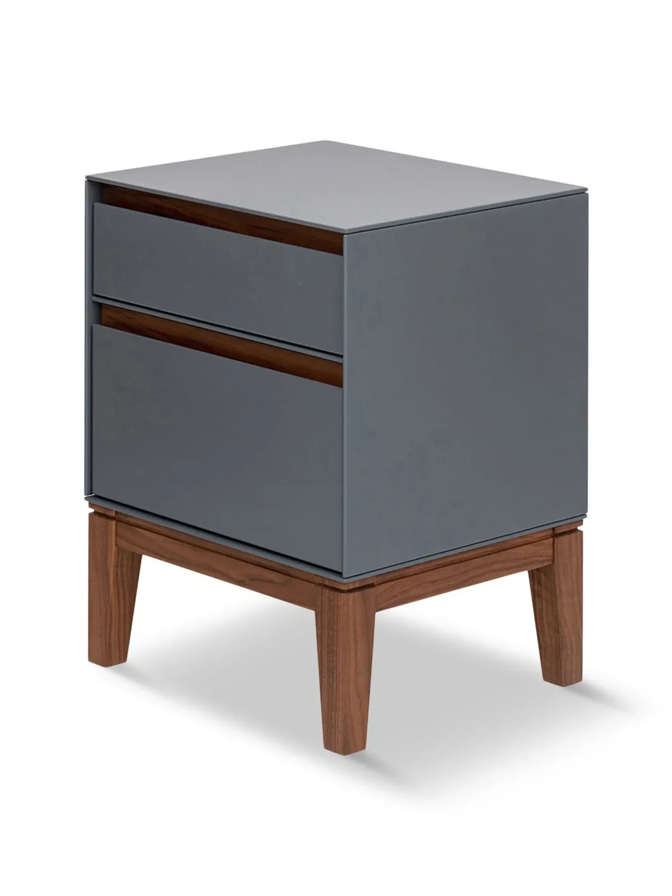 Bedside Table with 2 Drawers - Grey, Walnut