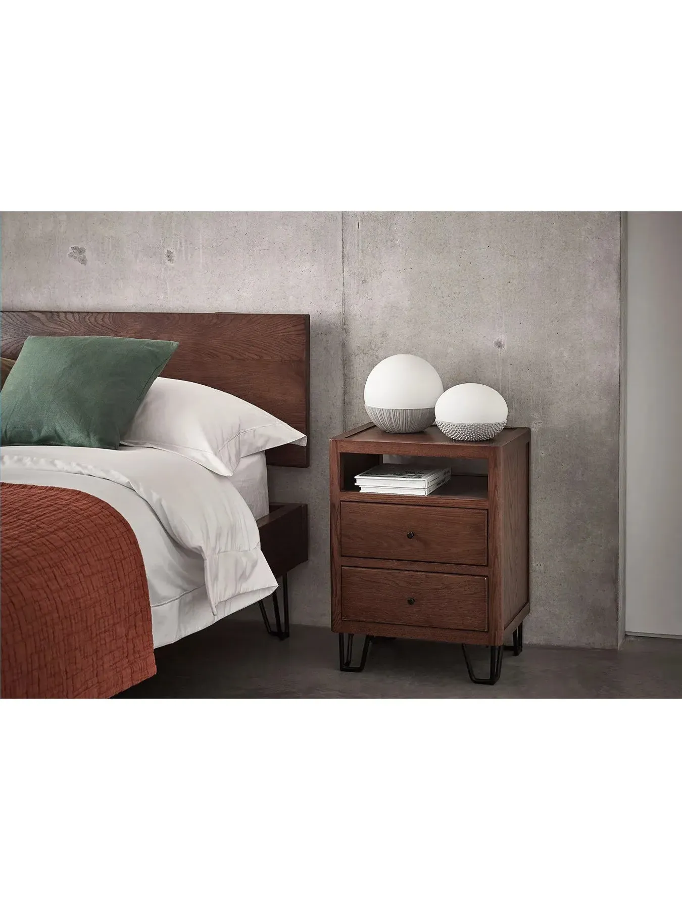 Bedside Table with Storage - Brown, Dark Wood