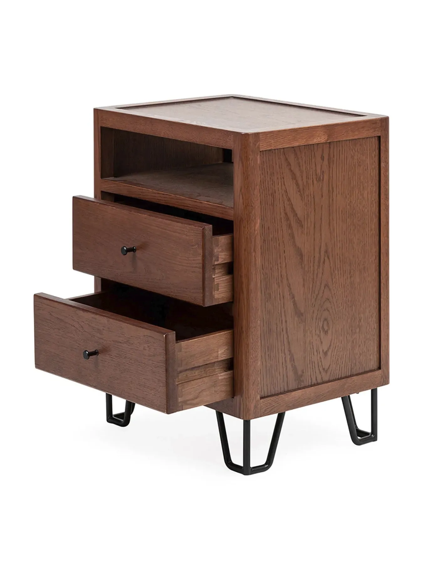 Bedside Table with Storage - Brown, Dark Wood