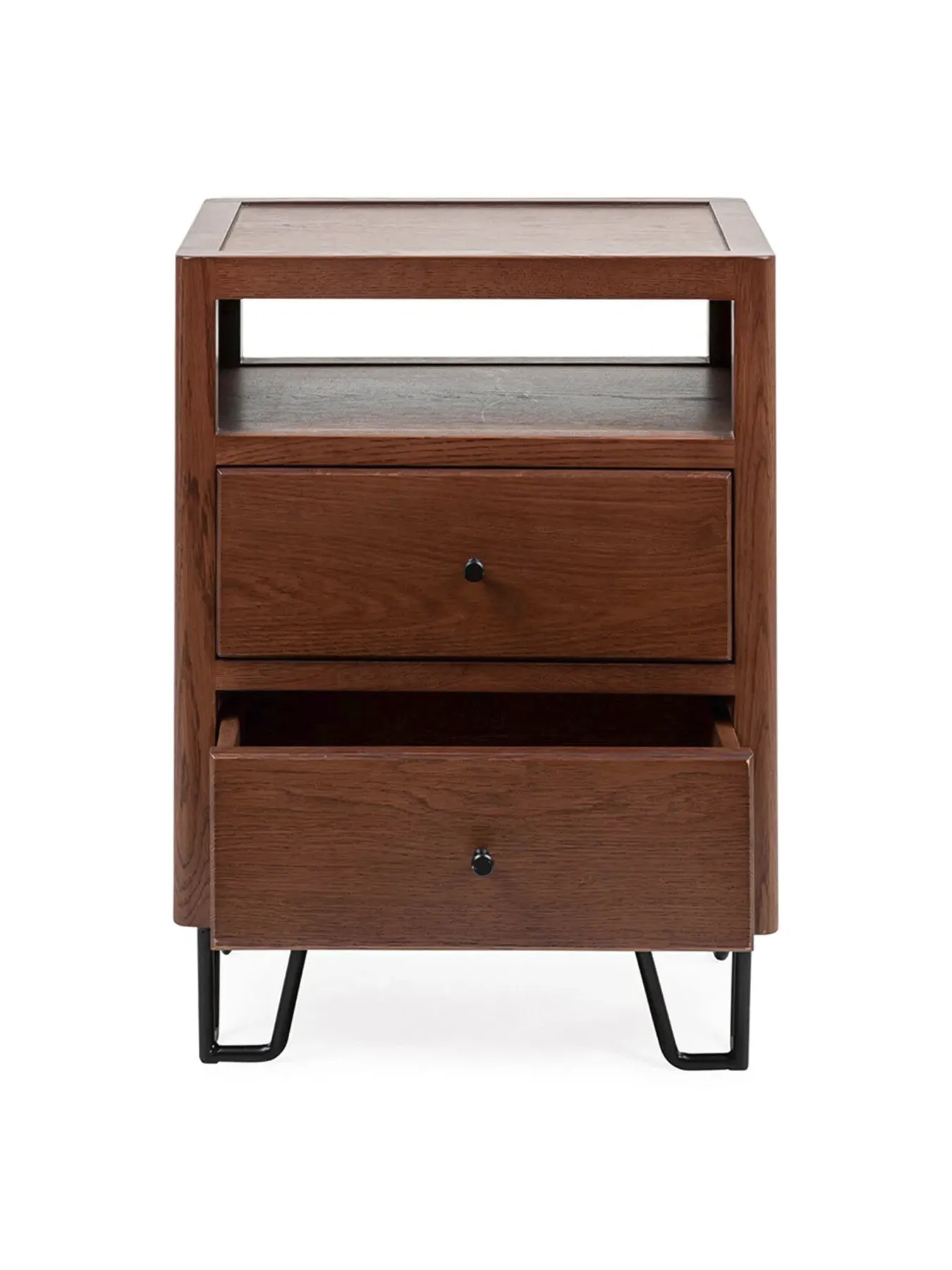 Bedside Table with Storage - Brown, Dark Wood