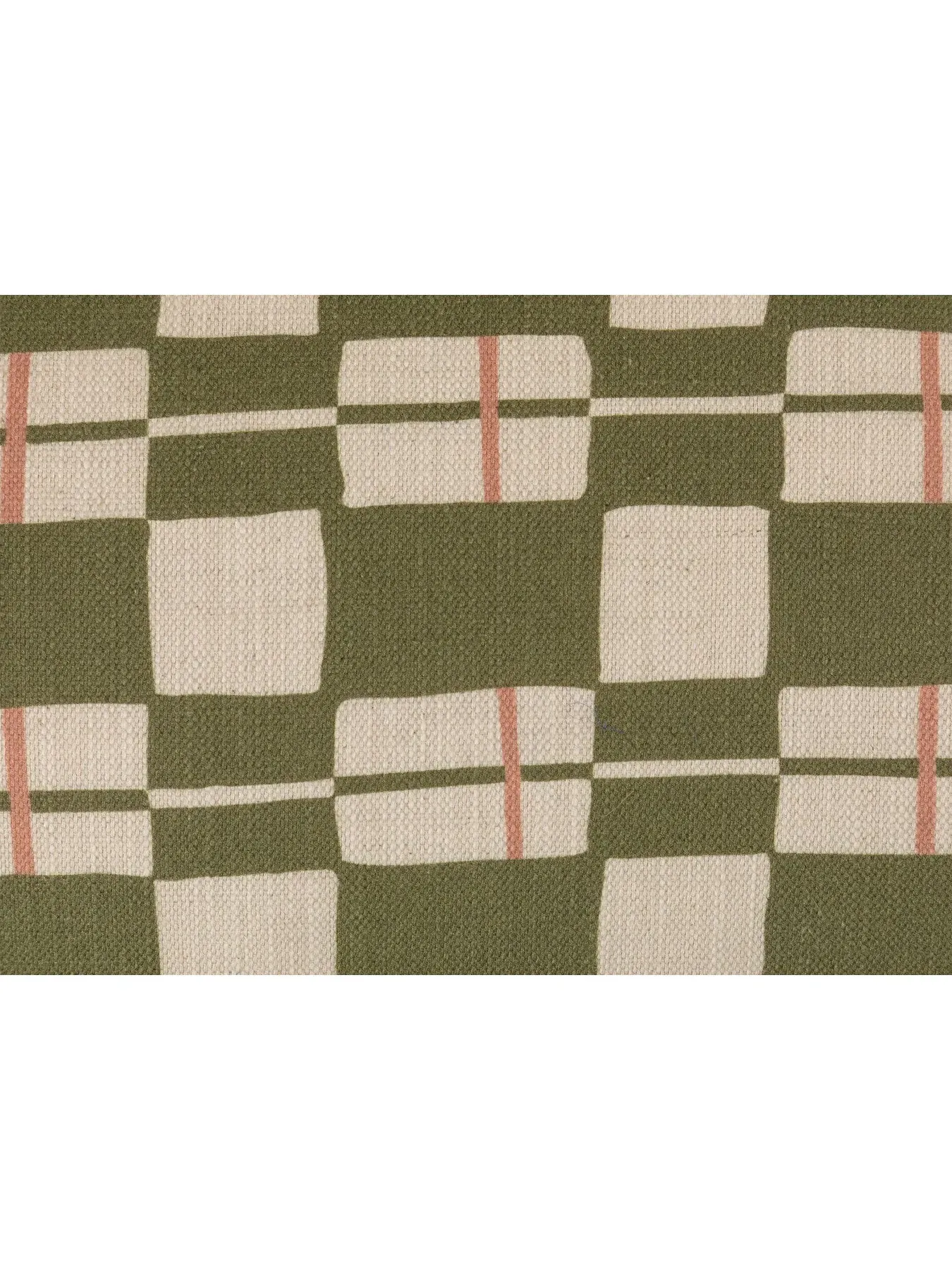 Check Cushion with Feather Fill - Green, Cotton