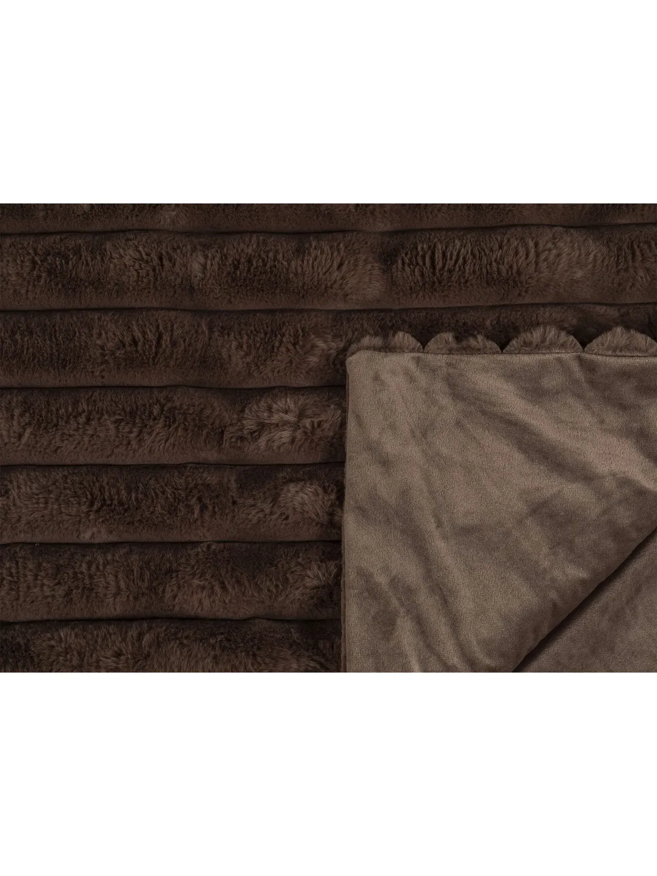 Chunky Cord Faux Fur Throw - Brown, Faux Fur