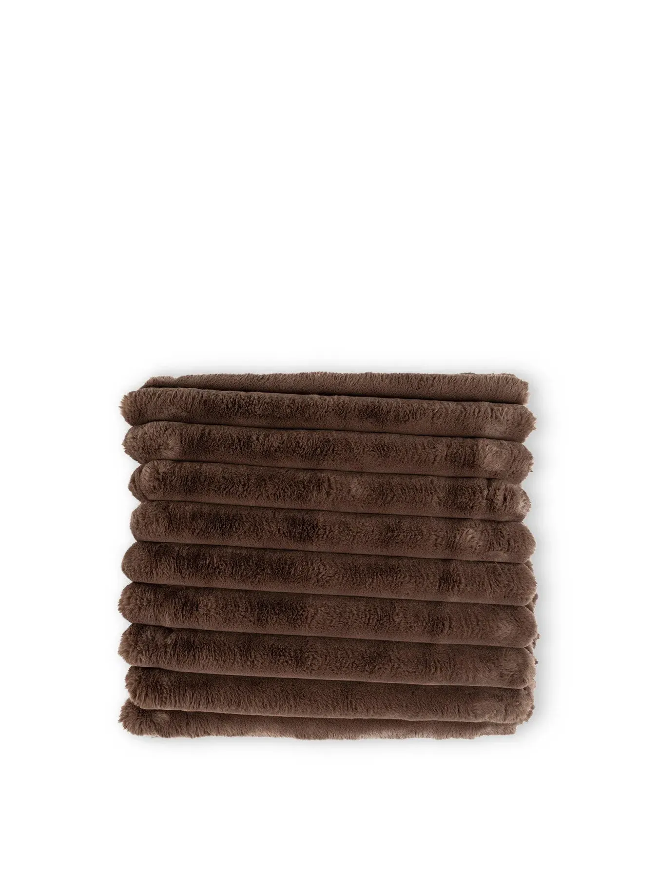 Chunky Cord Faux Fur Throw - Brown, Faux Fur image