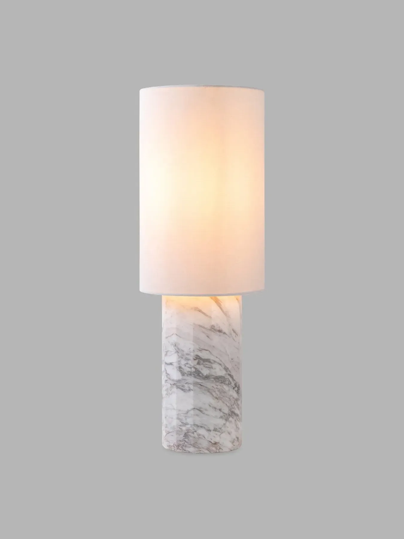 Column Table Lamp Complete - Grey, Marble