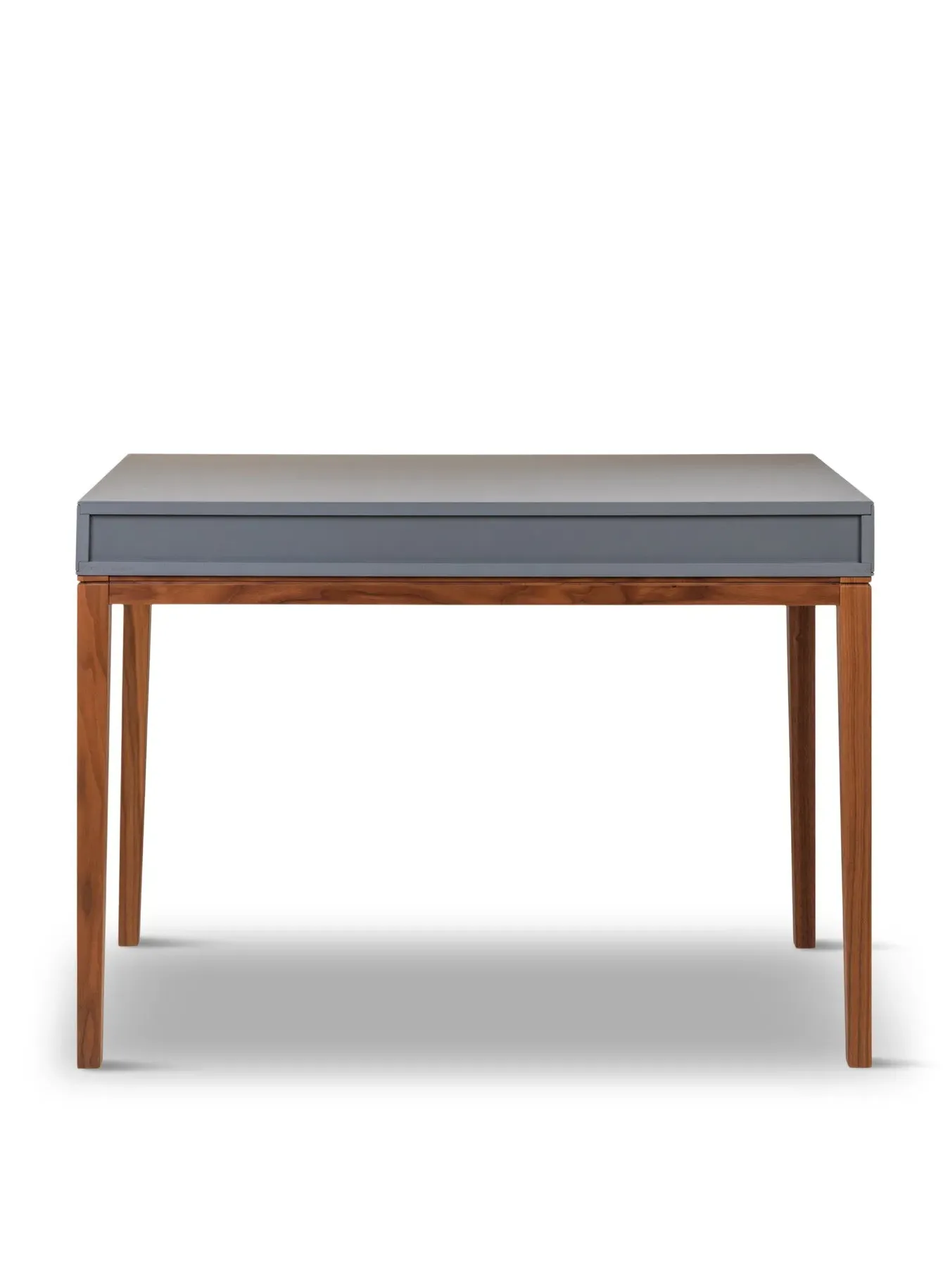 Compact Desk with Walnut Details - Grey, Wood image