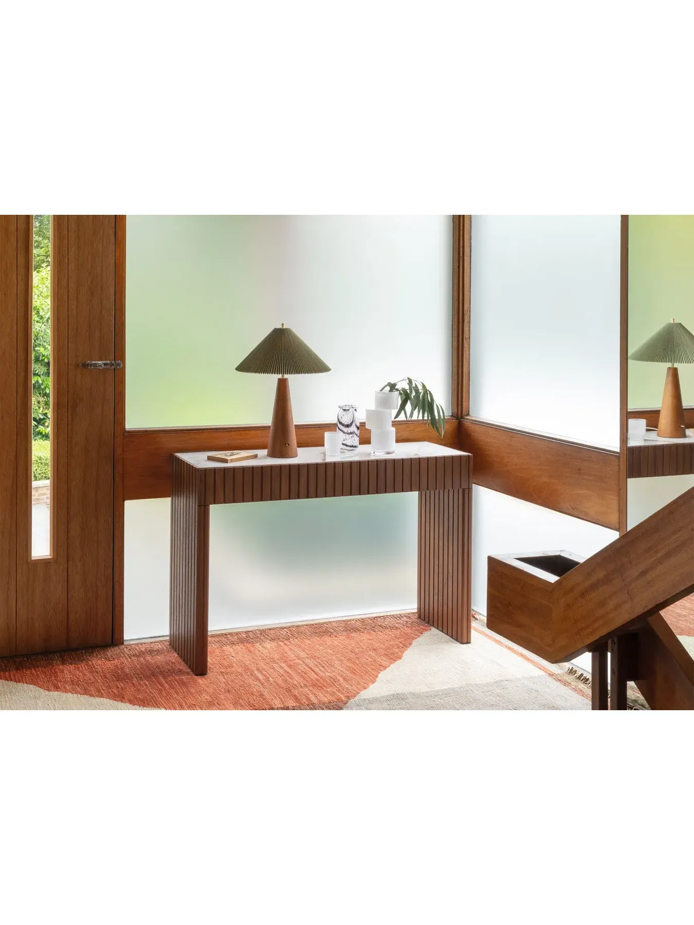 Console Table with Ceramic Top - White, Walnut