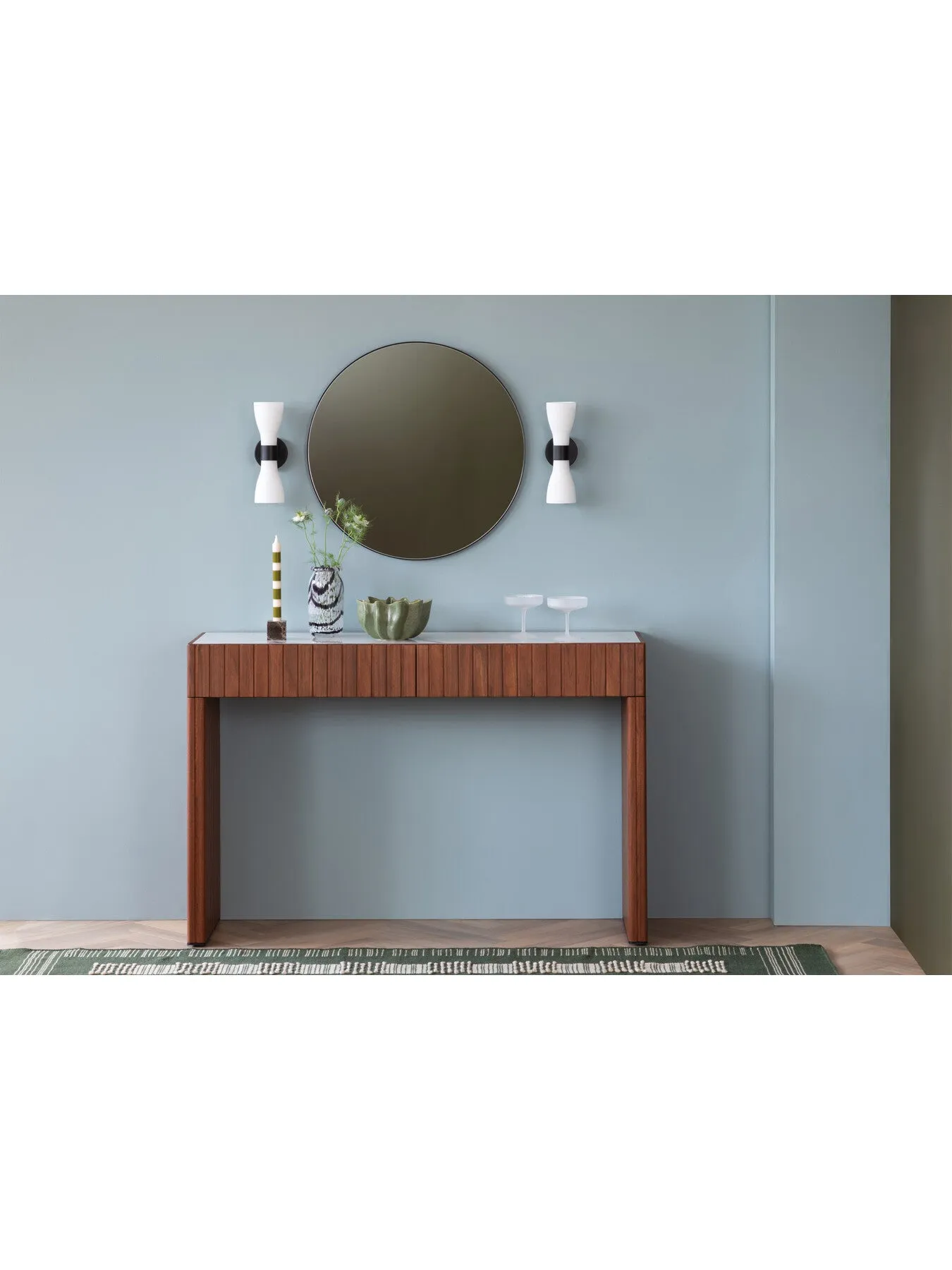 Console Table with Ceramic Top - White, Walnut