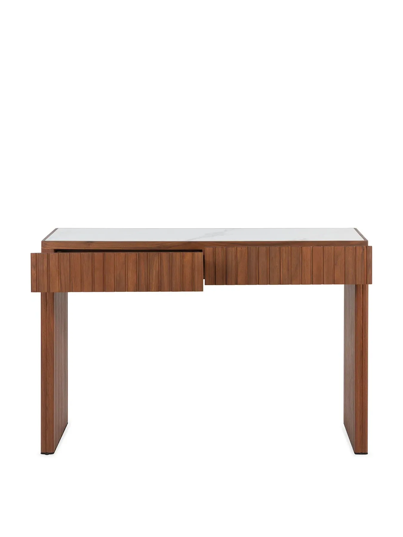 Console Table with Ceramic Top - White, Walnut