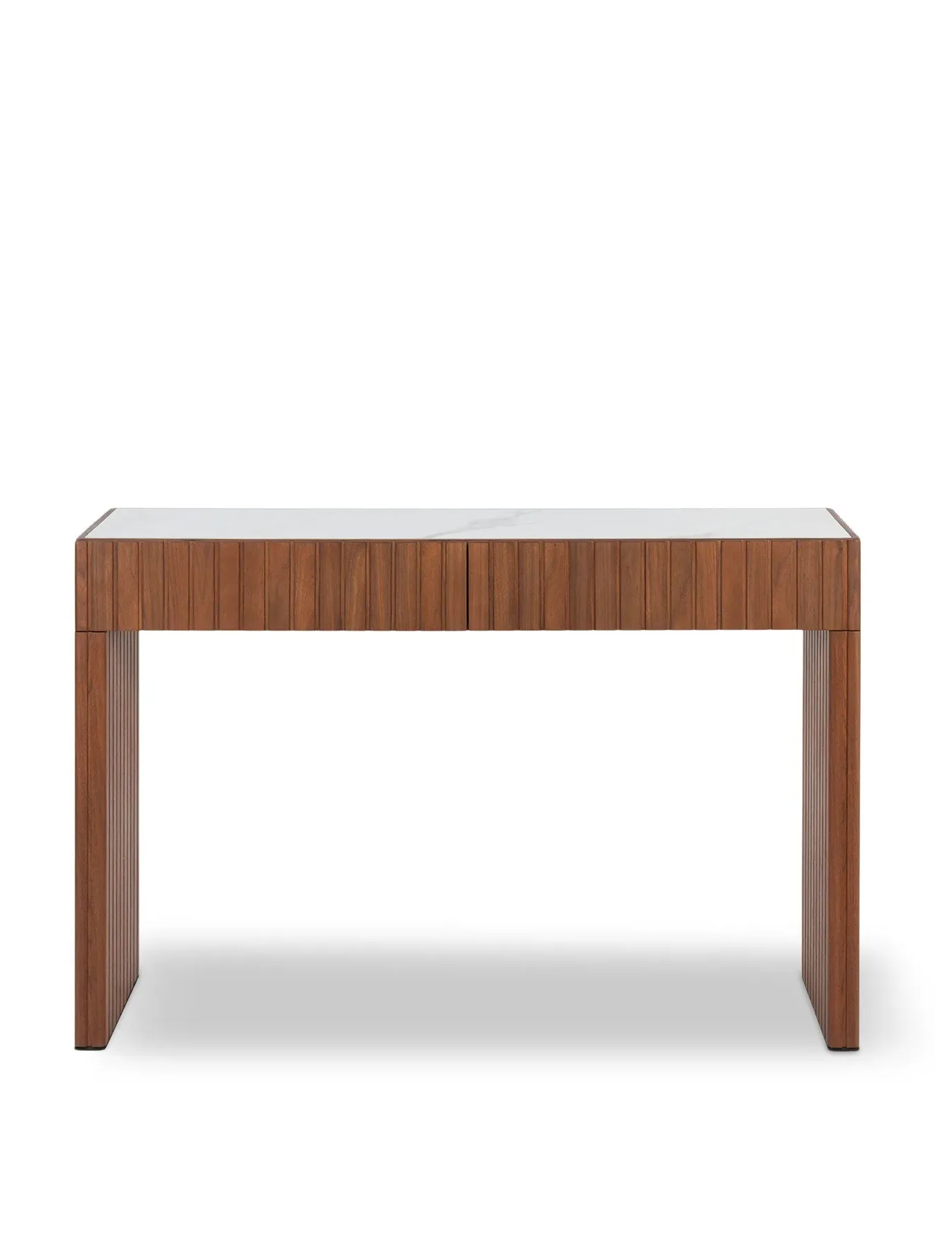 Console Table with Ceramic Top - White, Walnut image