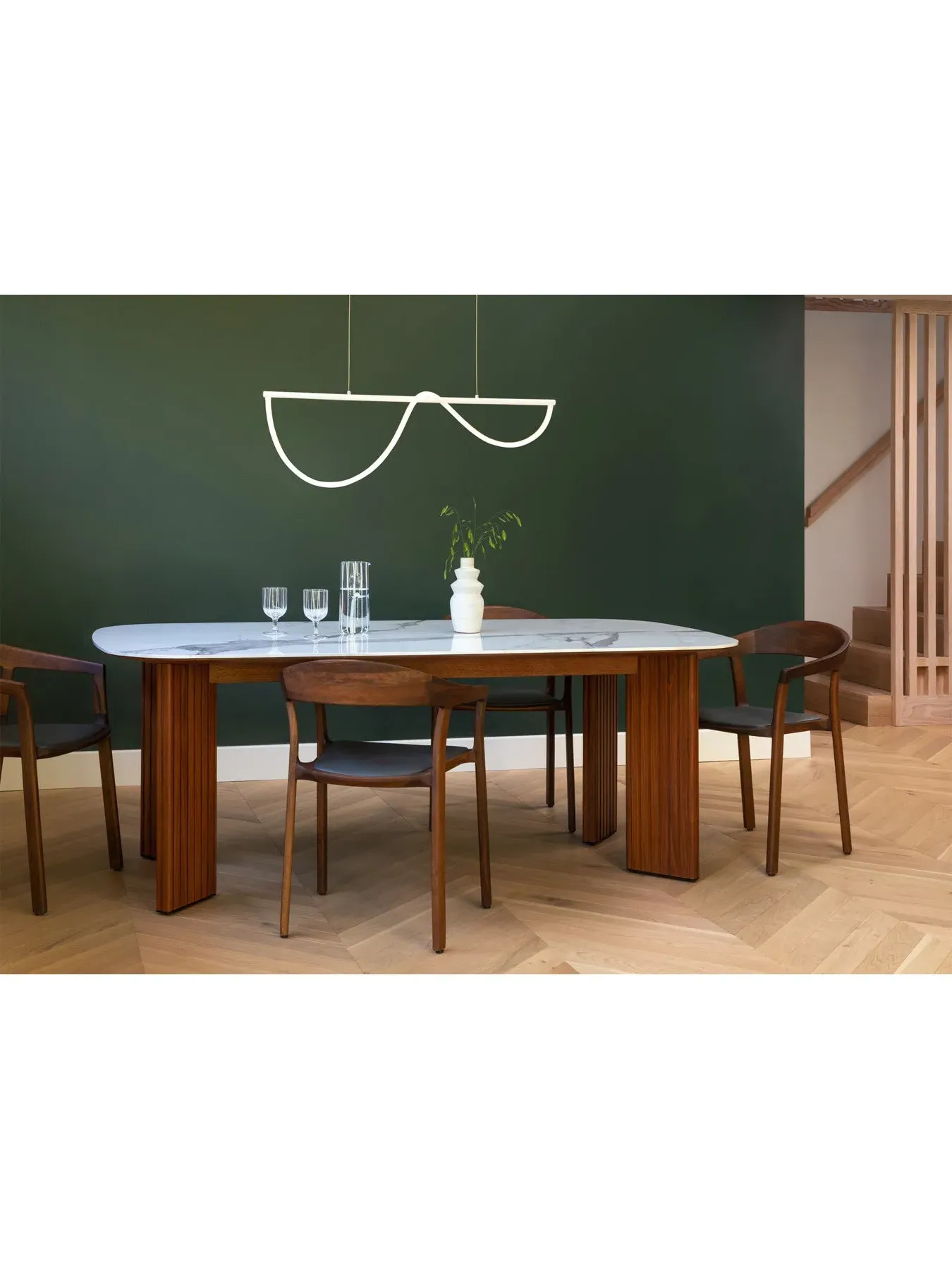 Dining Table with Ceramic Top - White, Walnut