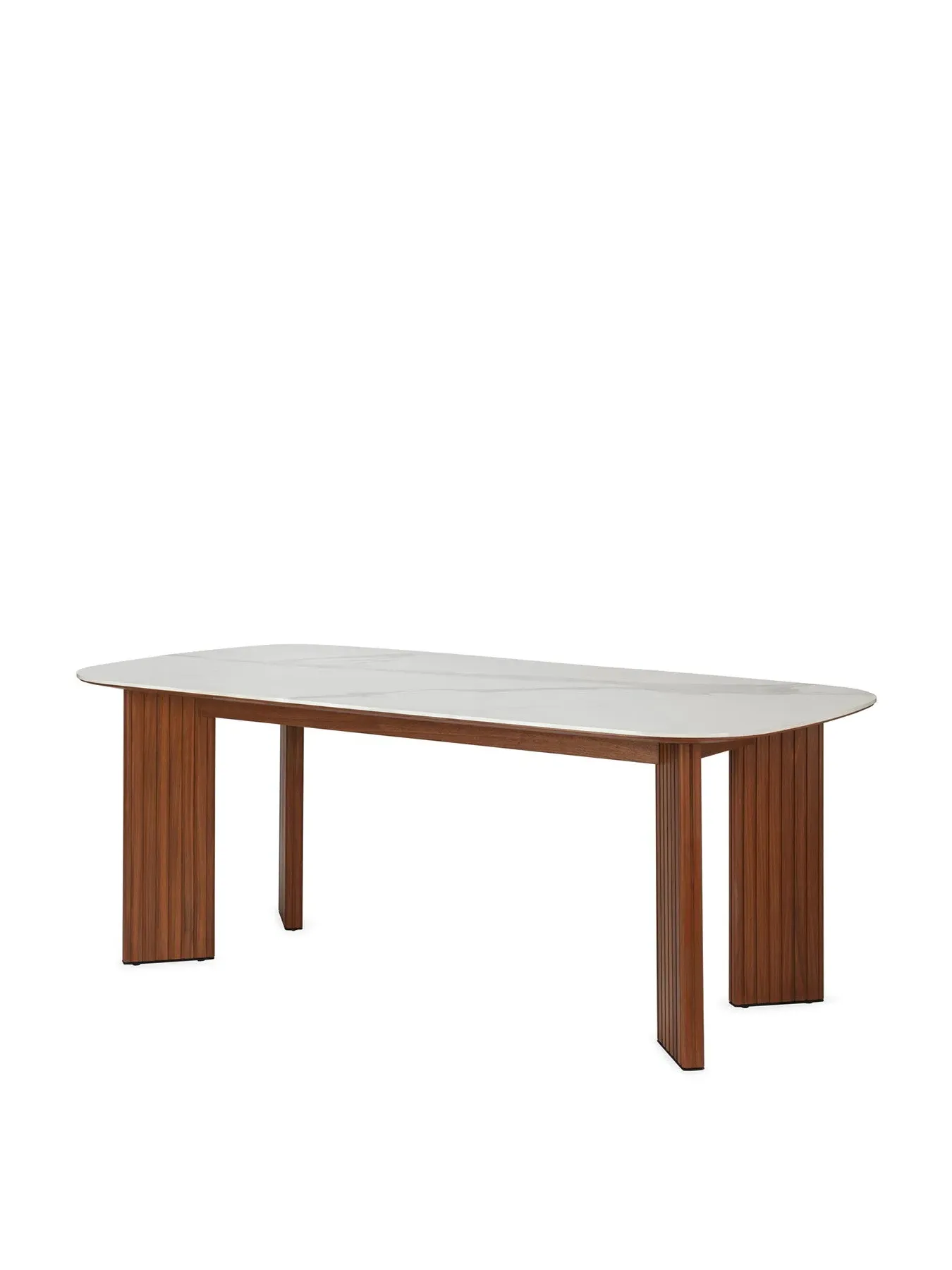 Dining Table with Ceramic Top - White, Walnut