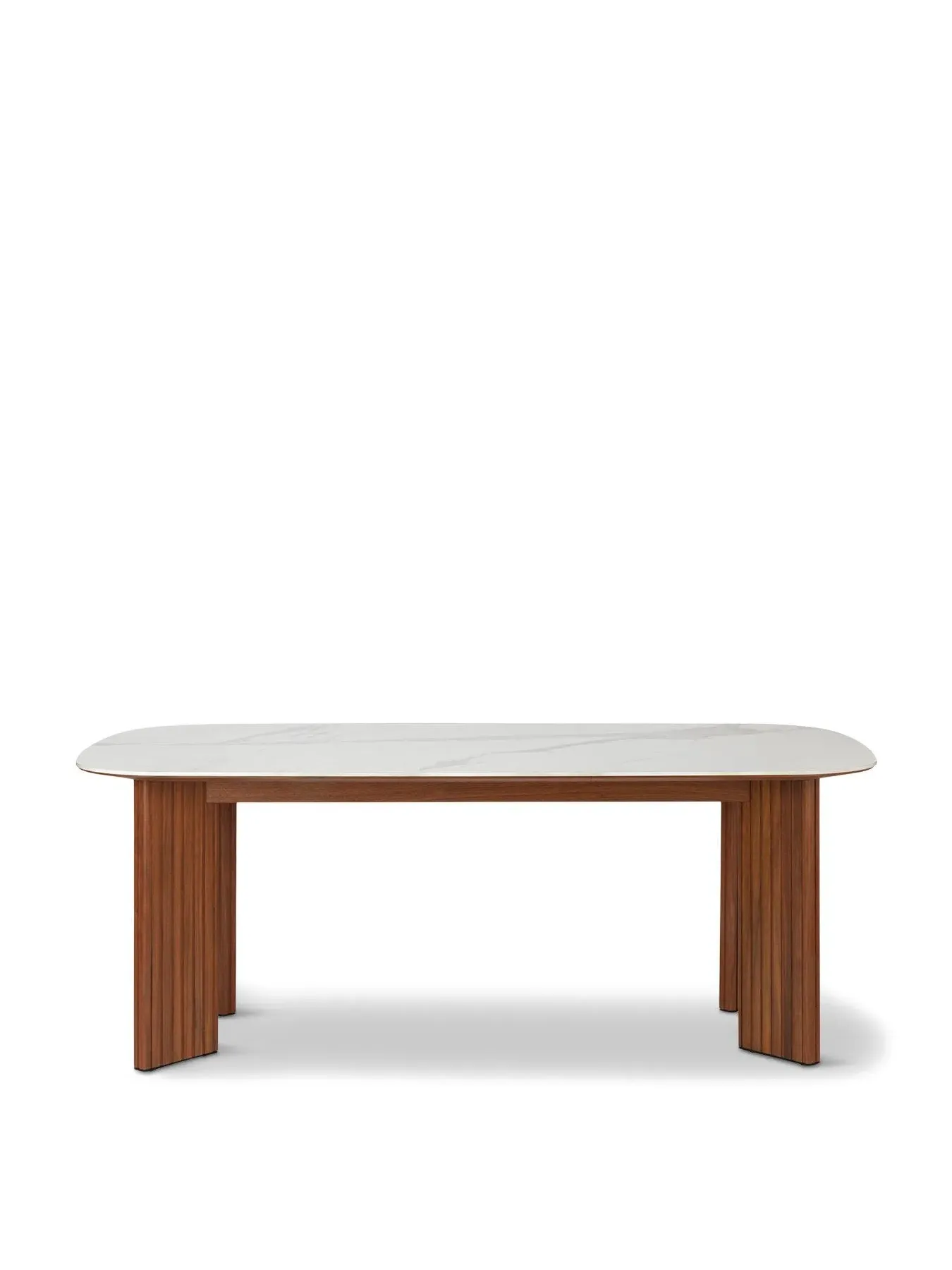 Dining Table with Ceramic Top - White, Walnut image
