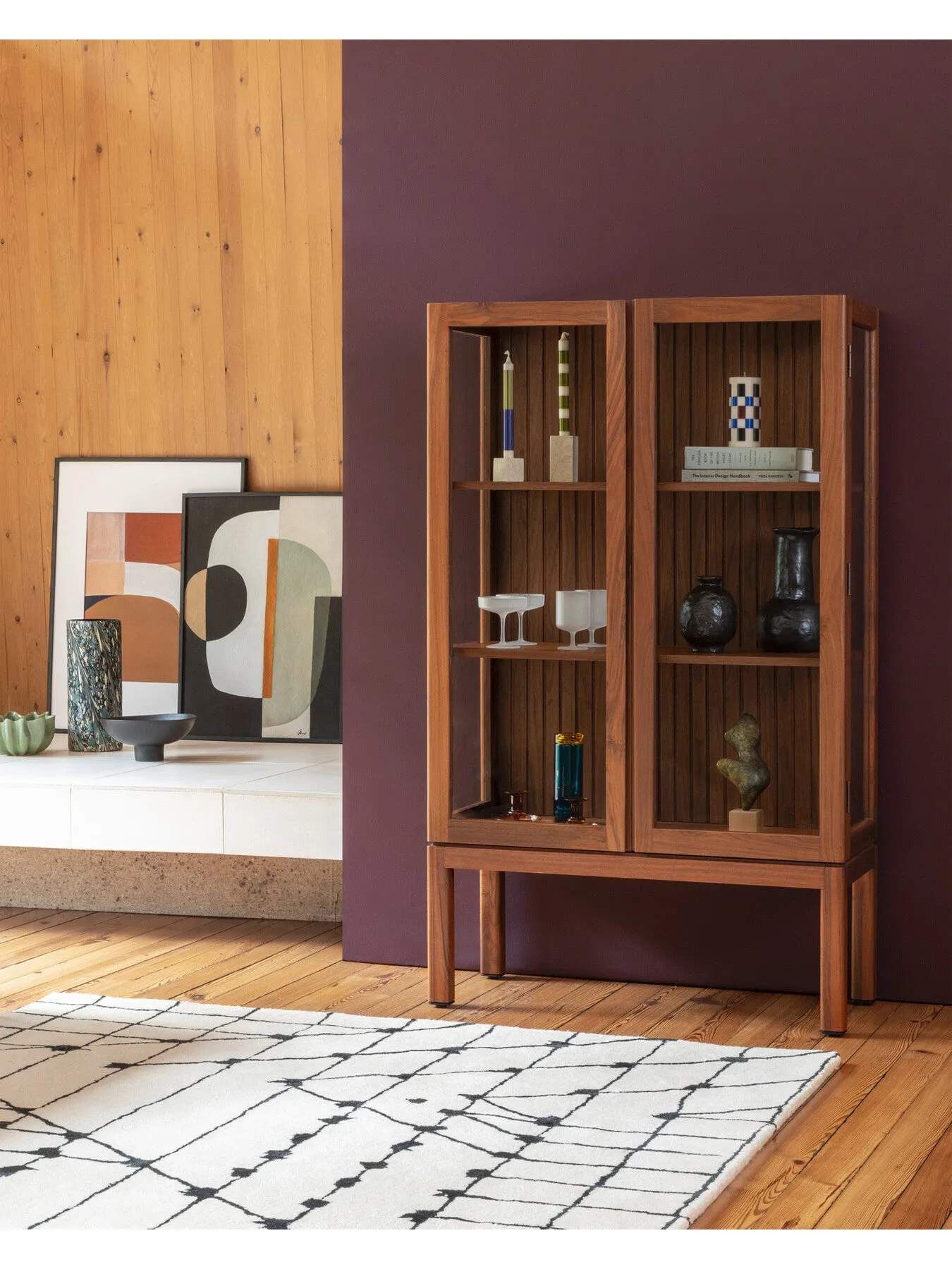 Display Cabinet with Glass Doors - Walnut