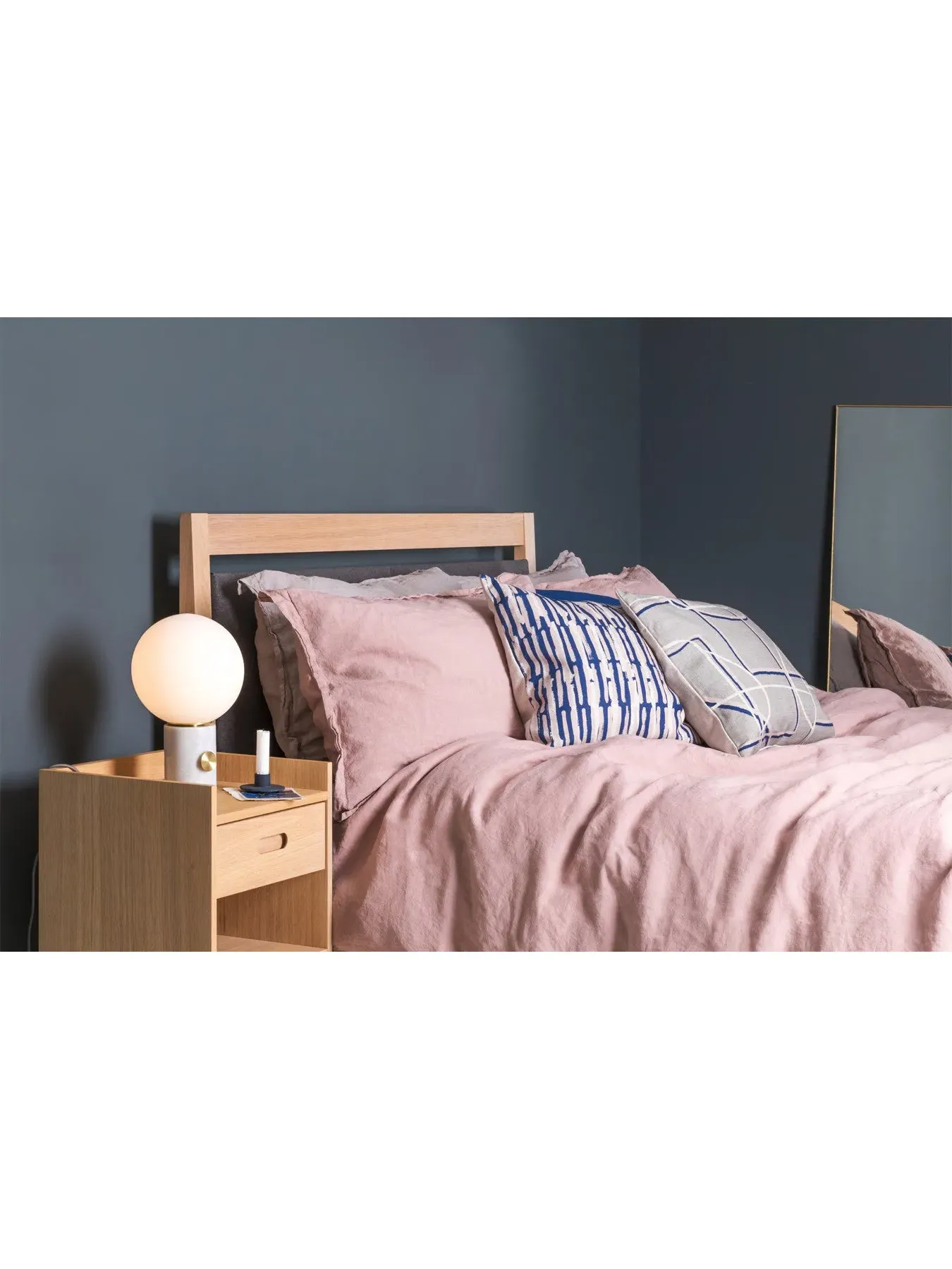 Double Duvet Set - Pink, Washed Linen