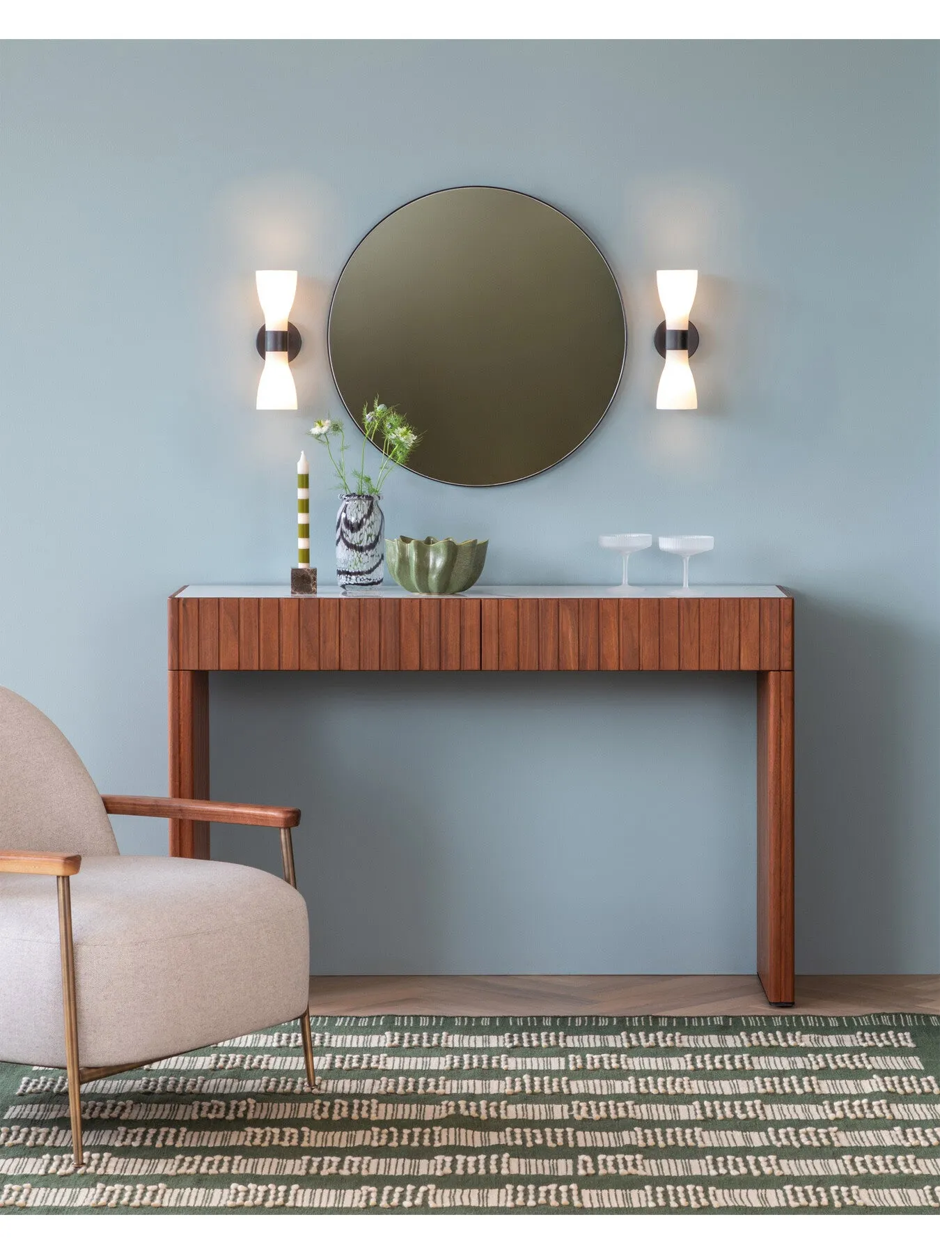 Double Wall Lamp Matt Finish - Black