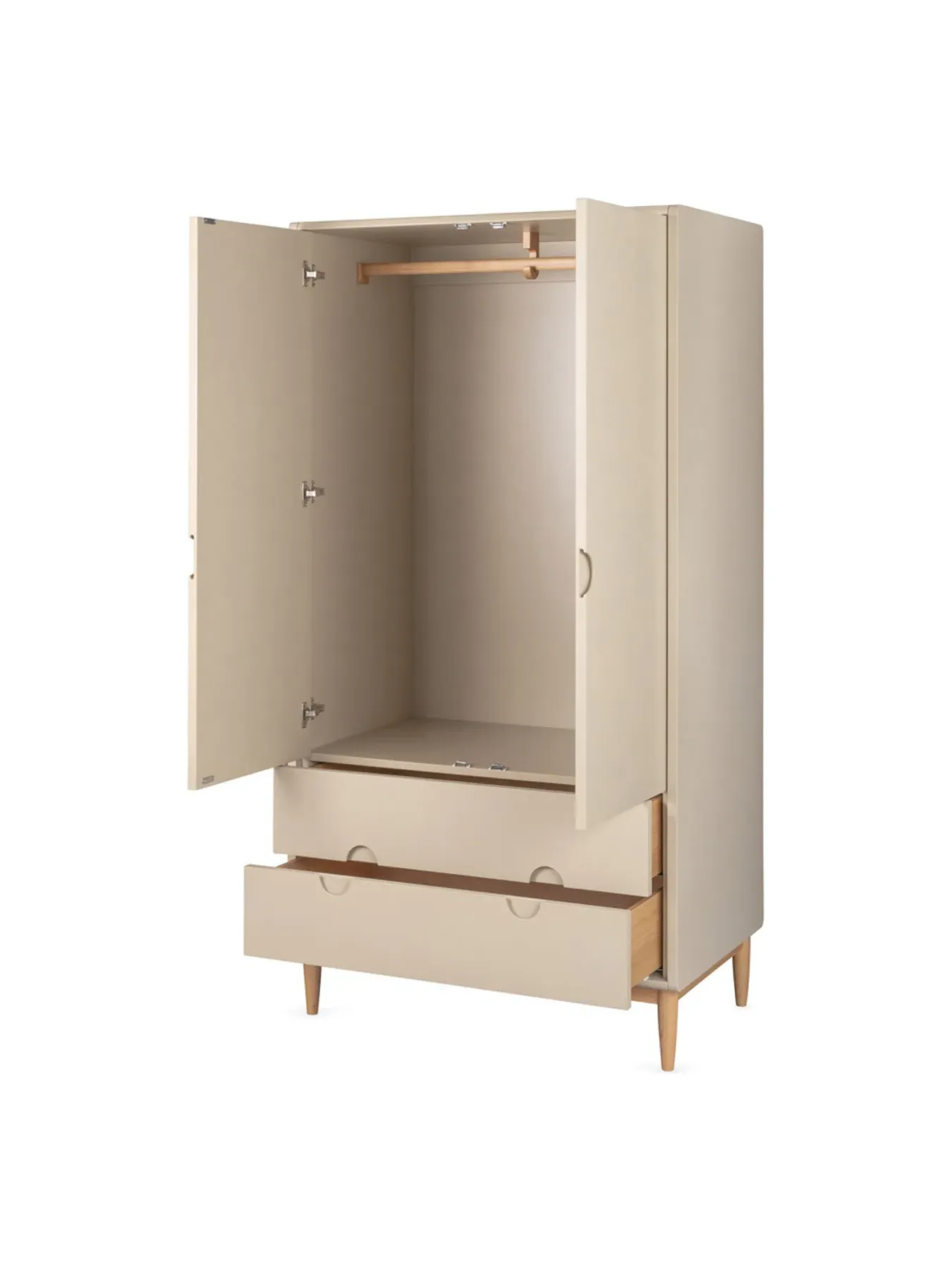 Double Wardrobe Painted - Beige, Wood