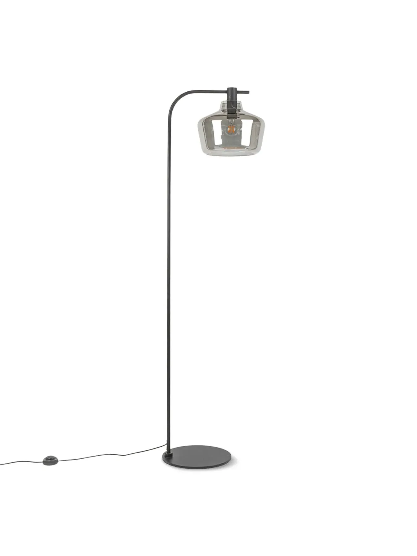 Floor Lamp with Glass Globe - Smoke, Metal image