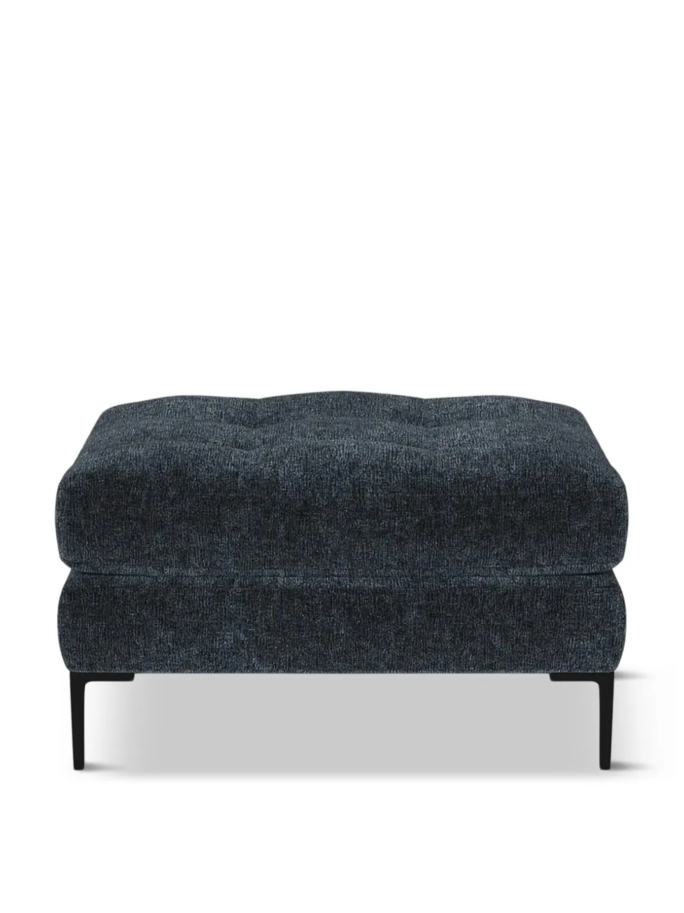 Footstool with Black Feet - Blue, Velvet Boucle image