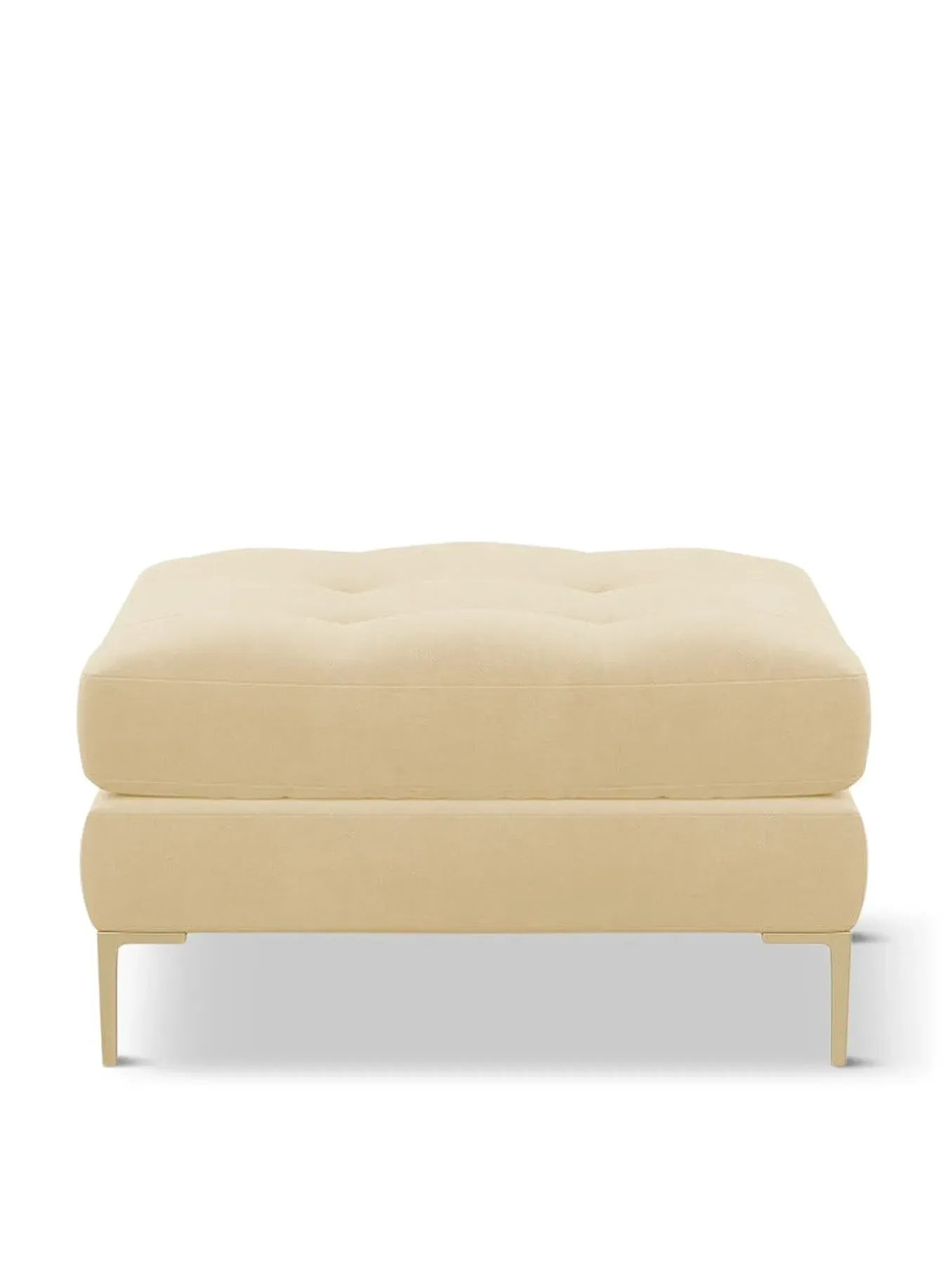 Footstool with Brass Feet - Natural, Velvet image