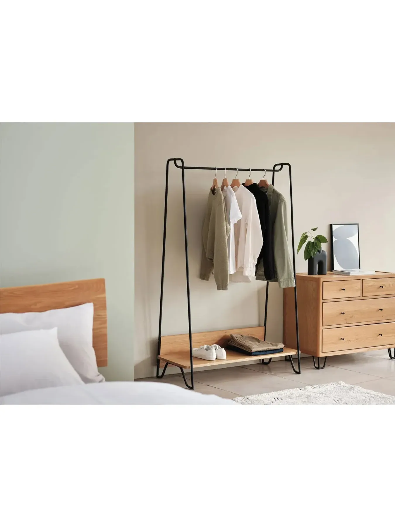 Hanging Rail with Storage - Brown, Oak
