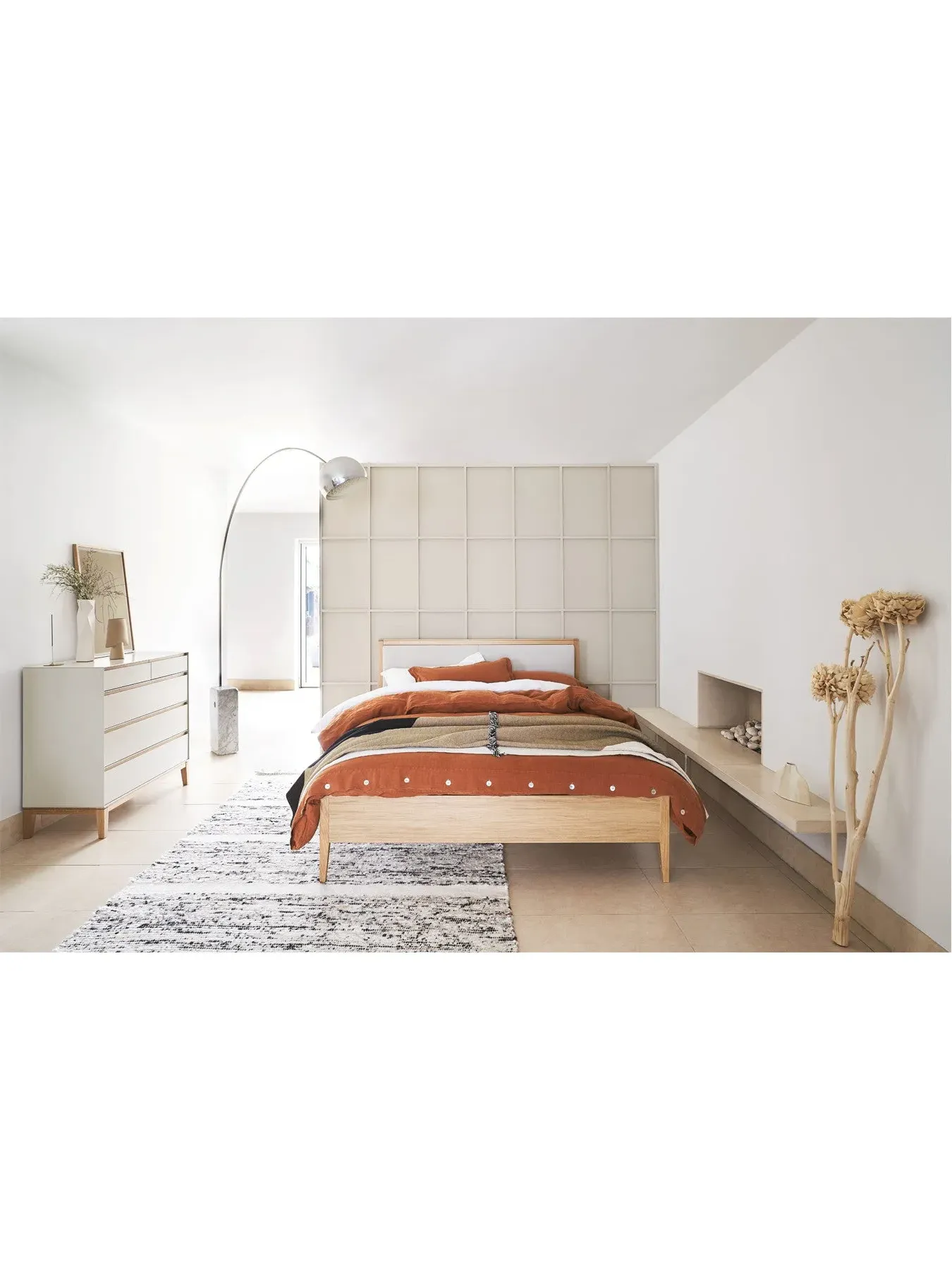 King Size Bed Frame - Cream, Cashmere & Oak