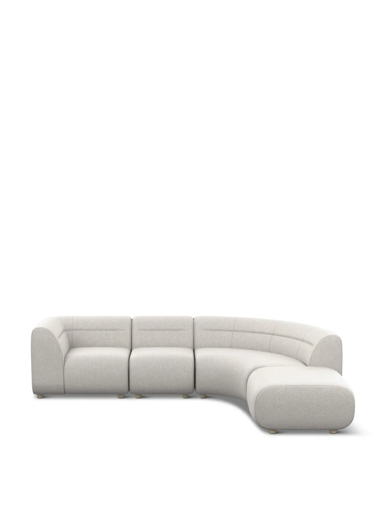 L-Shaped Corner Sofa Curved Design - Cream, Boucle image