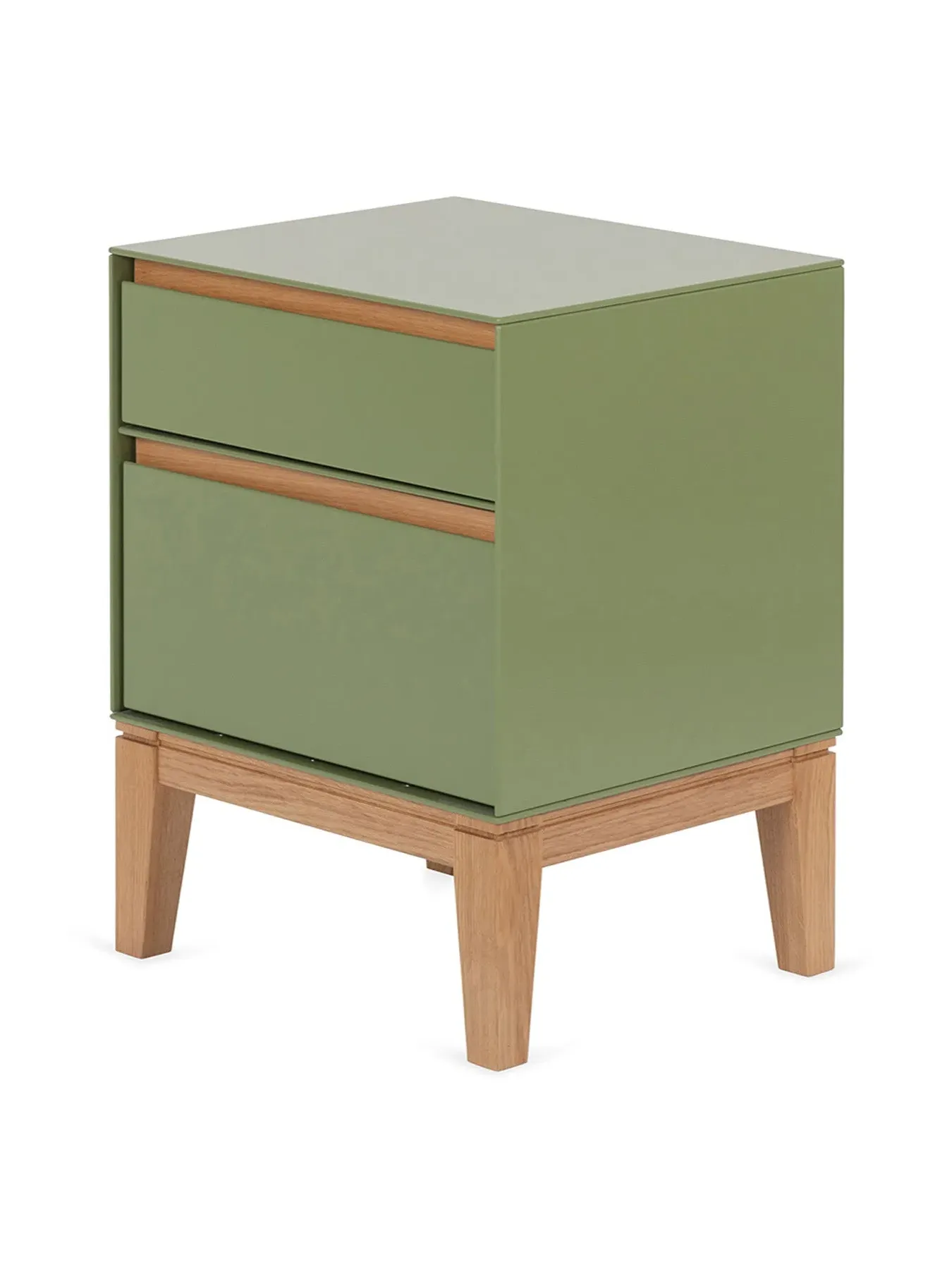 Lars Bedside Table - Green, Oak
