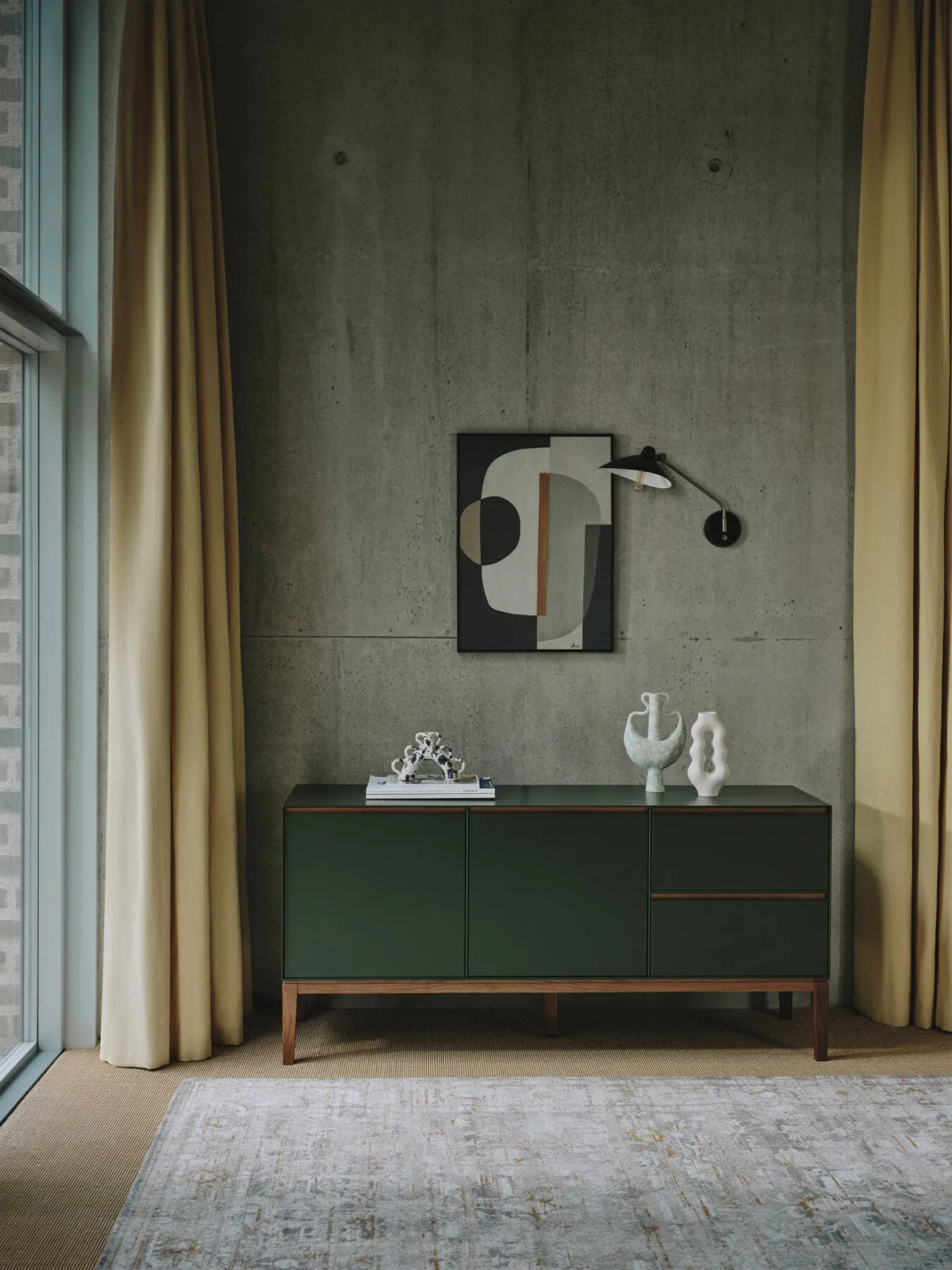Lars Sideboard with Walnut Details - Green