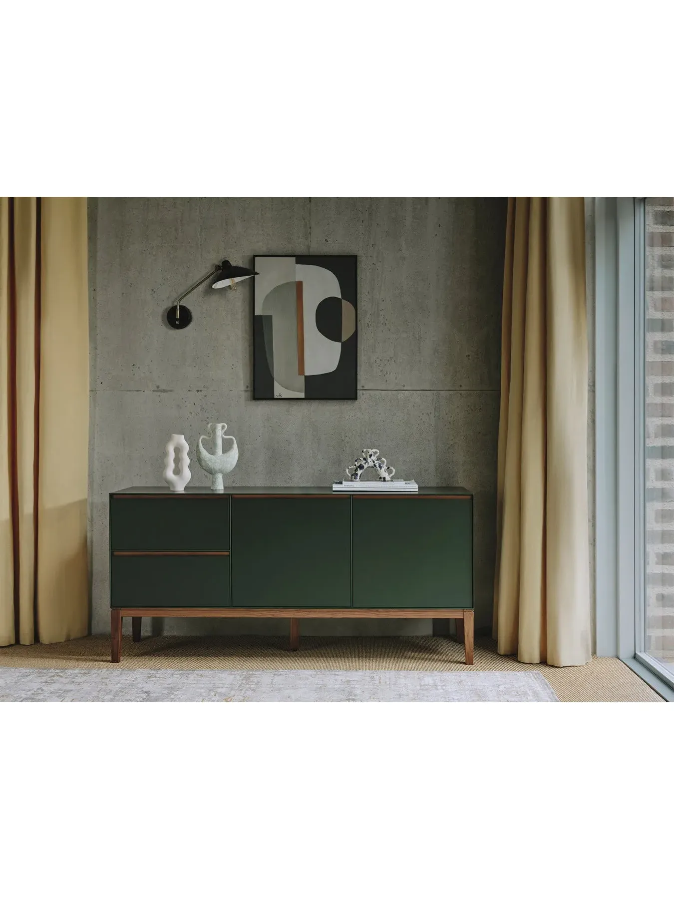 Lars Sideboard with Walnut Details - Green