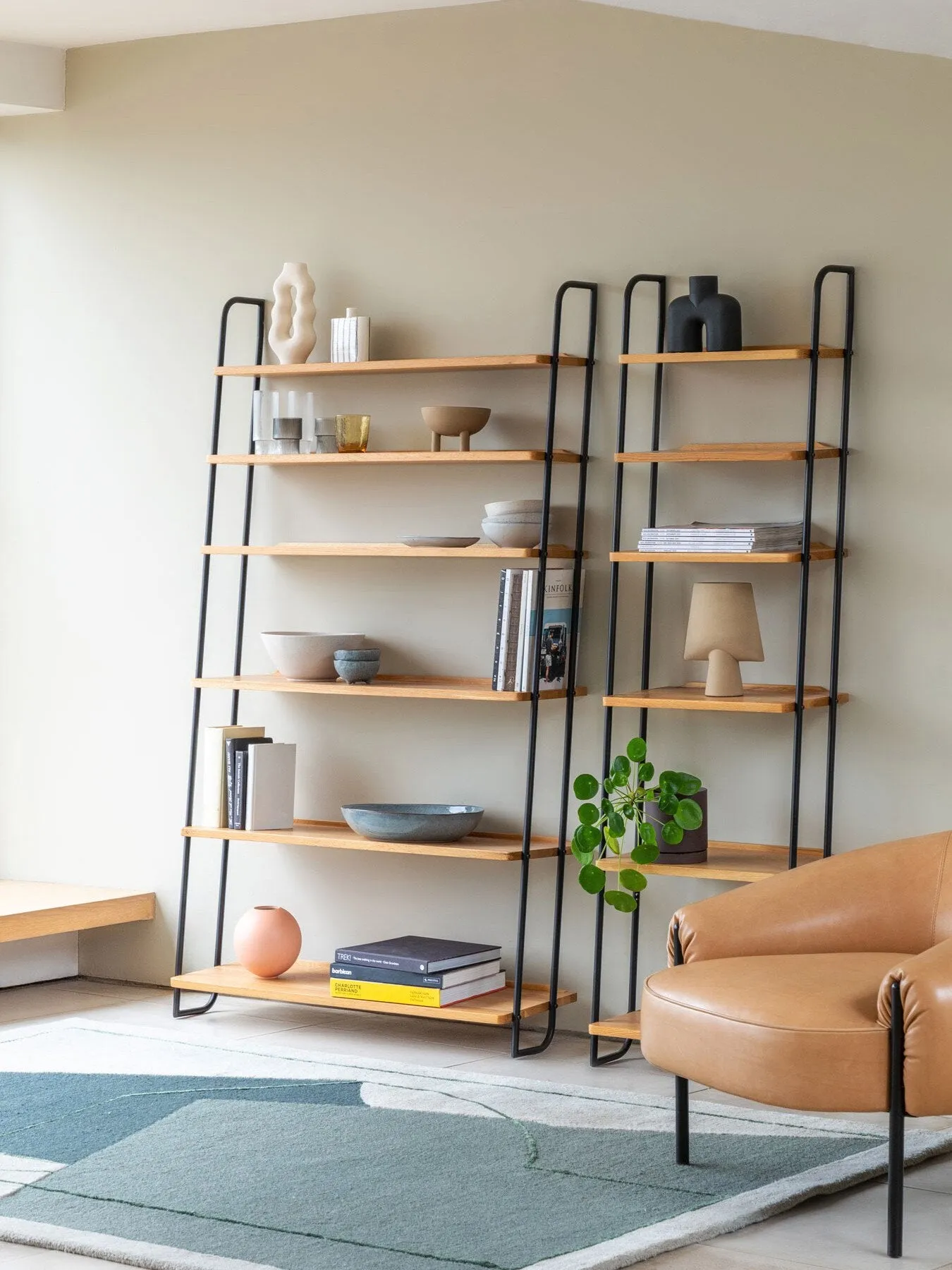 Lean-To Narrow Shelves - Brown, Oak