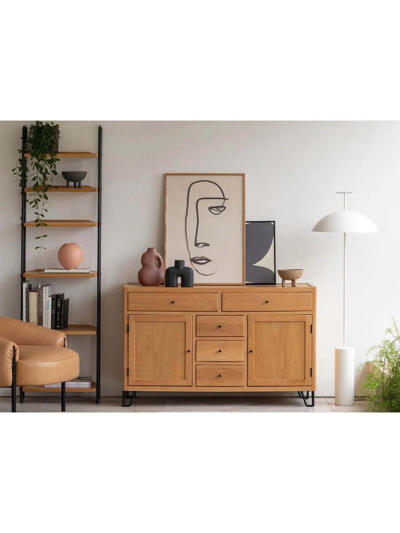 Lean-To Narrow Shelves - Brown, Oak