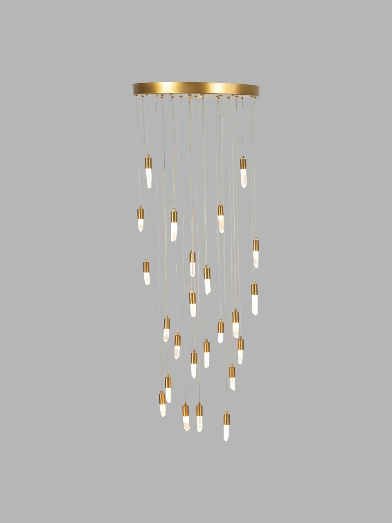 LED Chandelier with Crystals - Gold, Metal