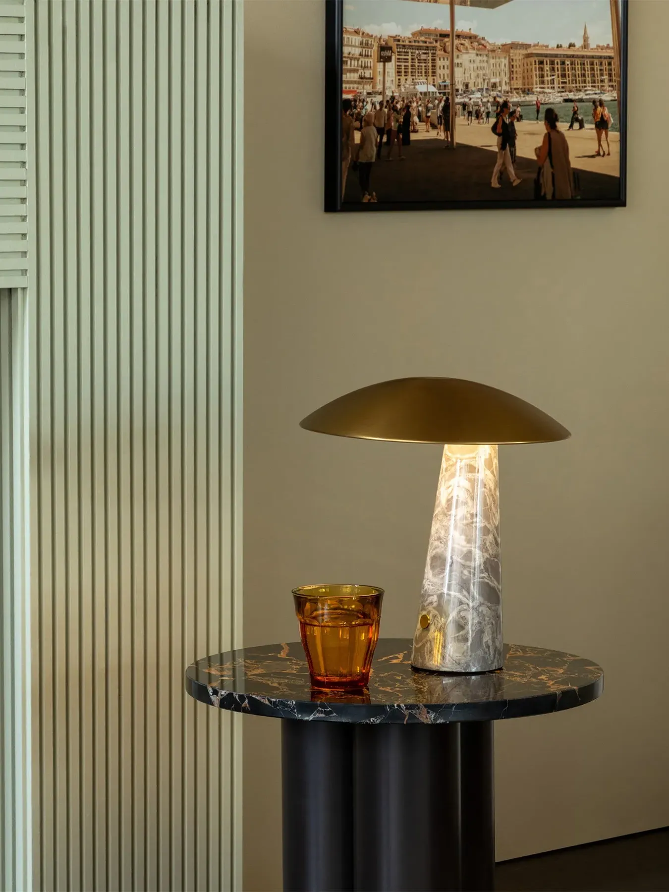 LED Portable Table Lamp - Brass, Marble