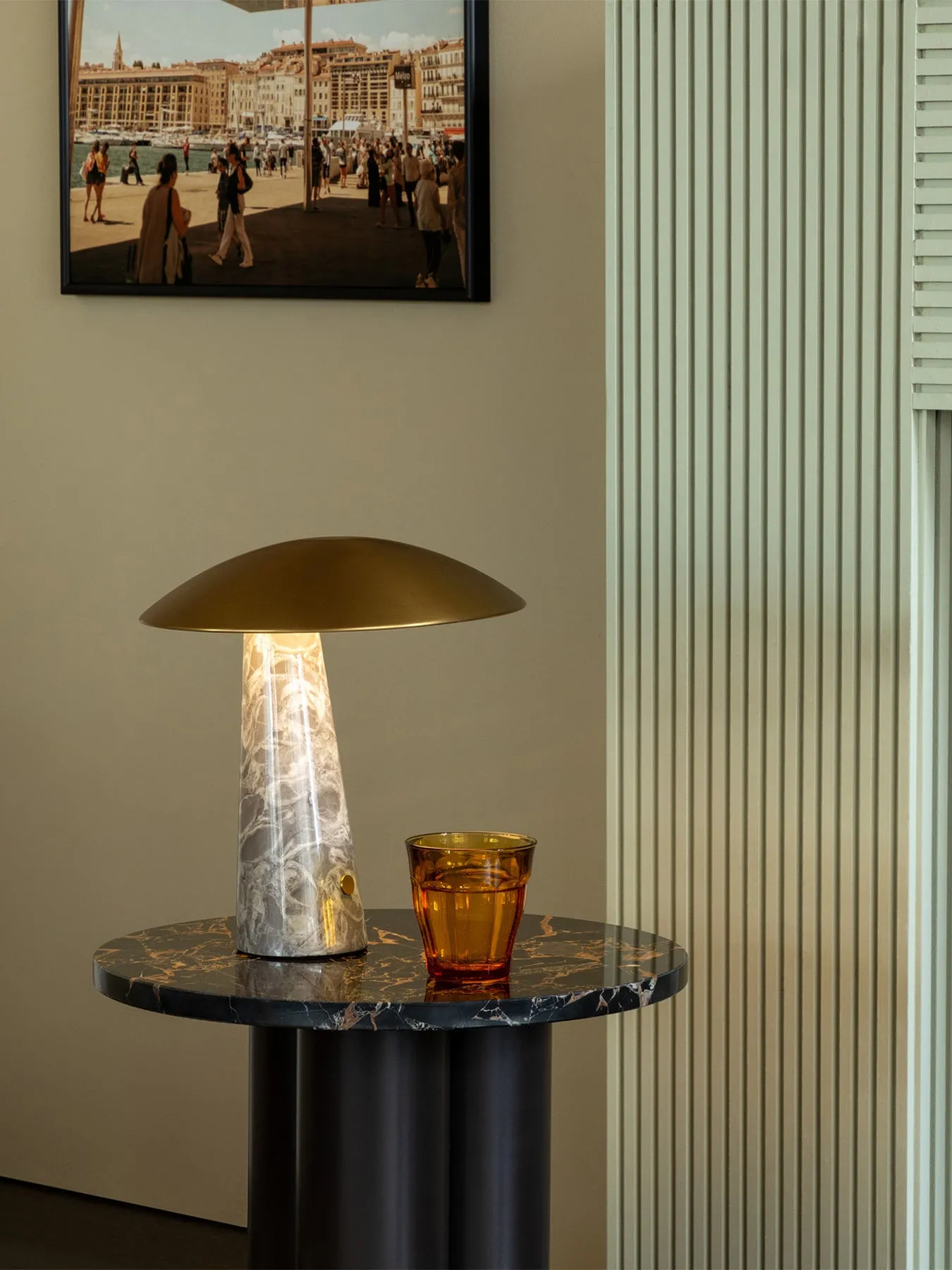 LED Portable Table Lamp - Brass, Marble