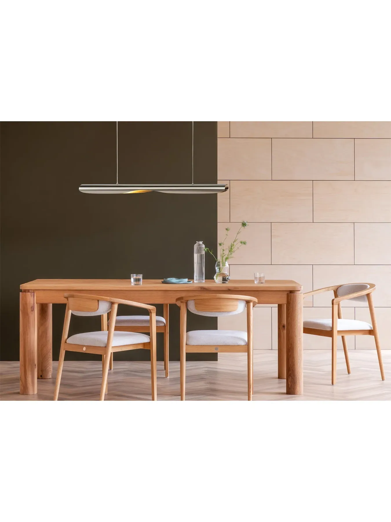 Long Pendant Light LED - Steel, Satin