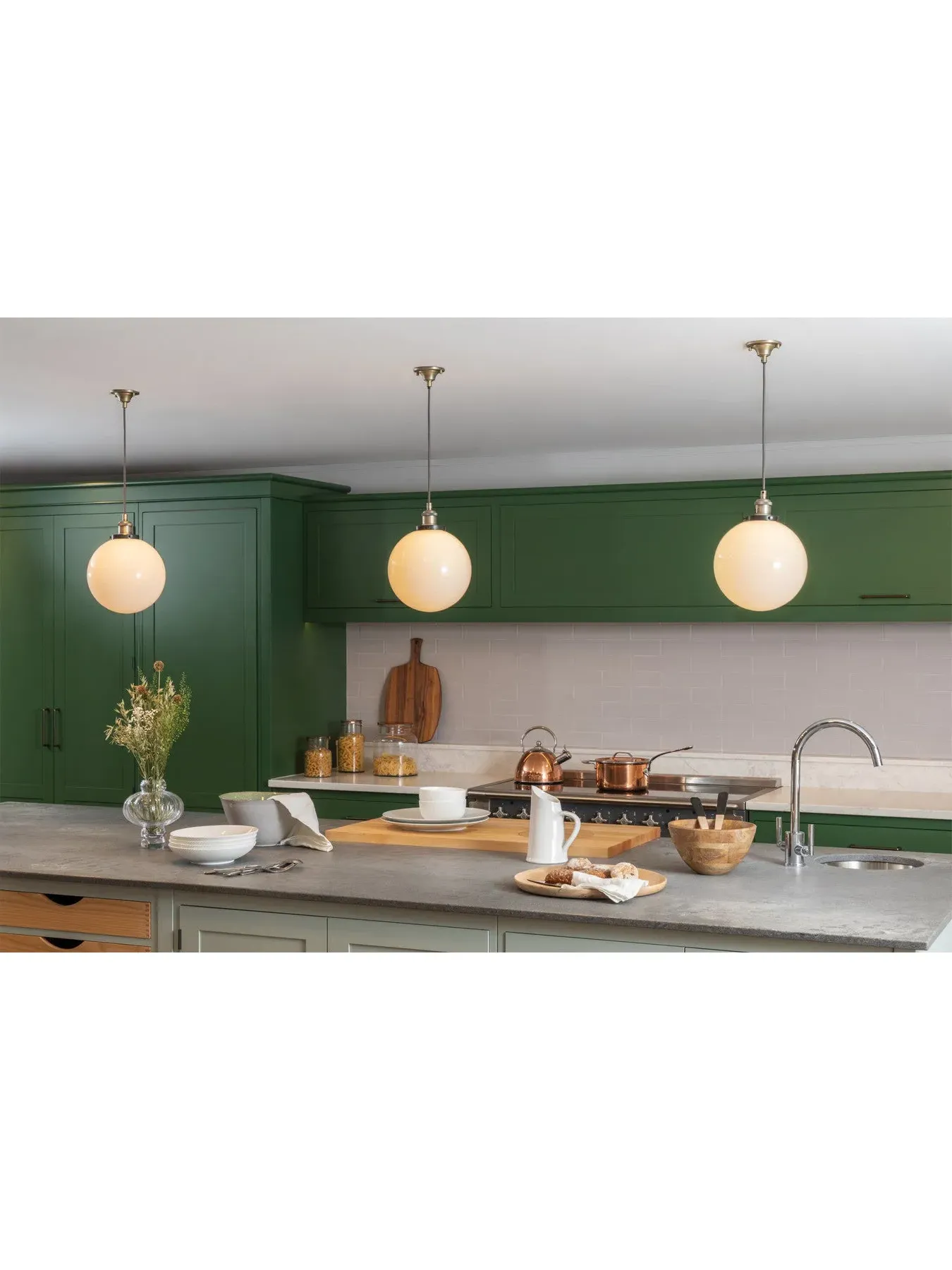 Medium Globe Pendant Light - White, Glass