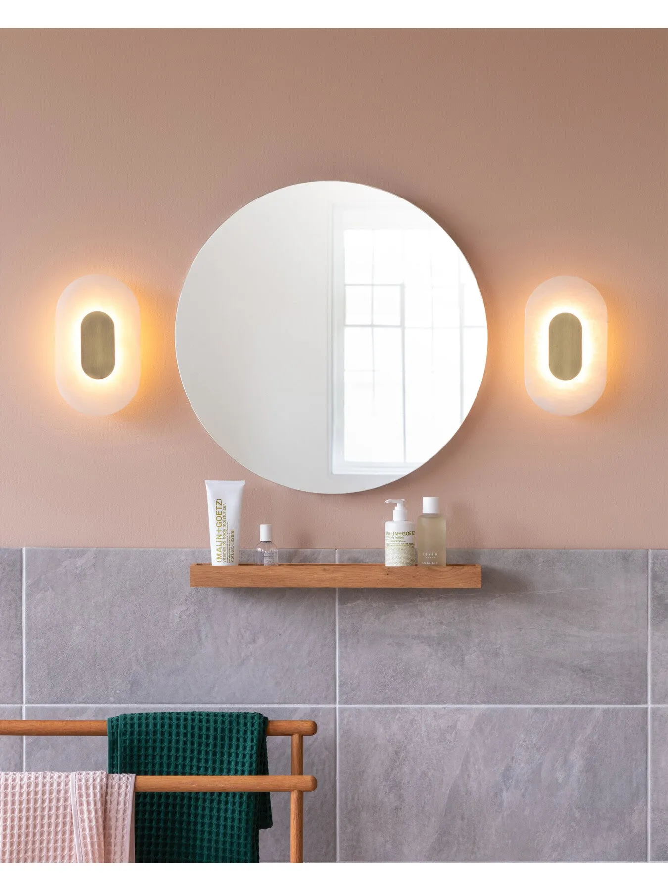 Oval LED Wall Light IP44 - White, Alabaster