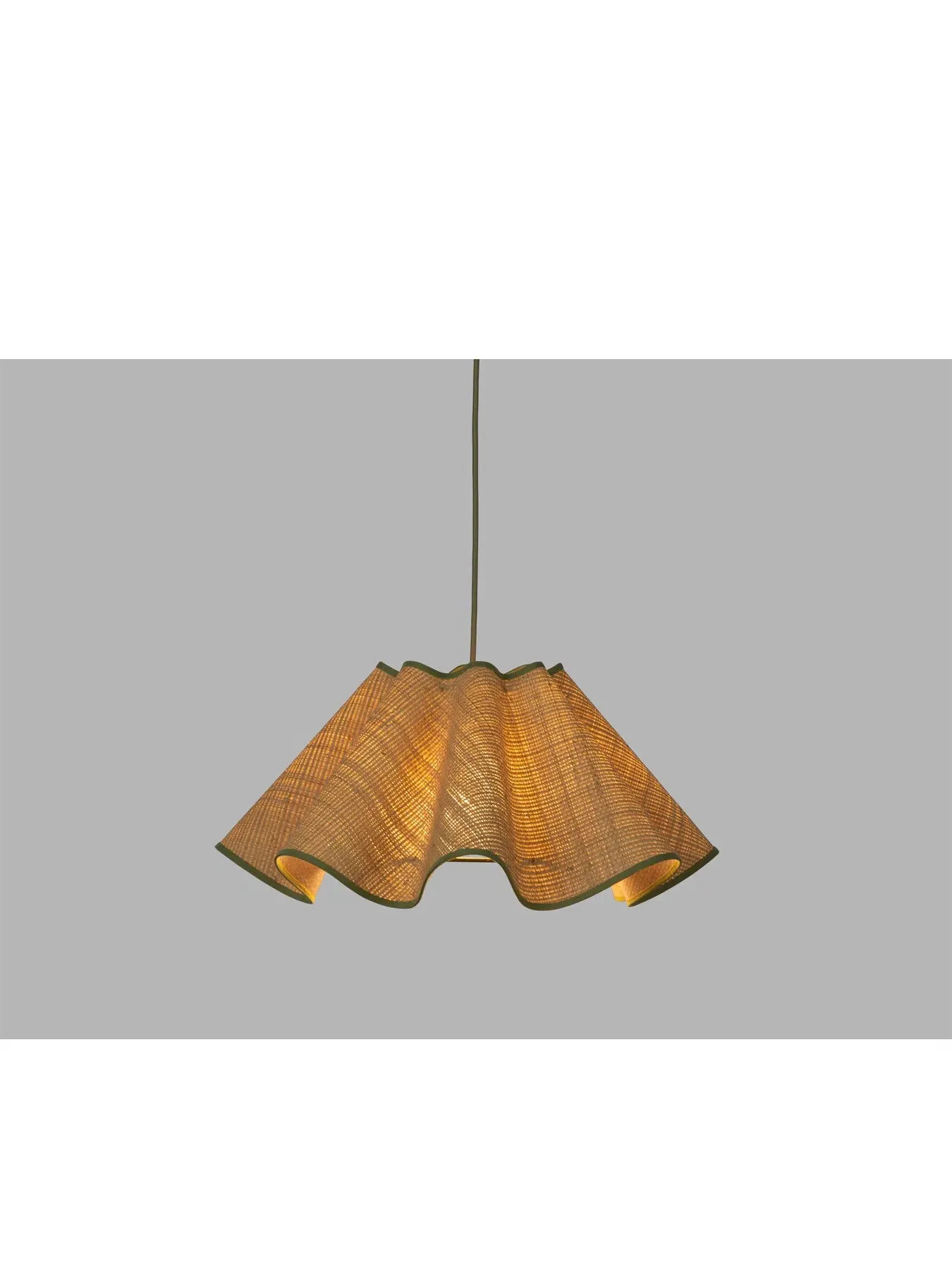 Pendant Light with Raffia Shade - Green, Natural