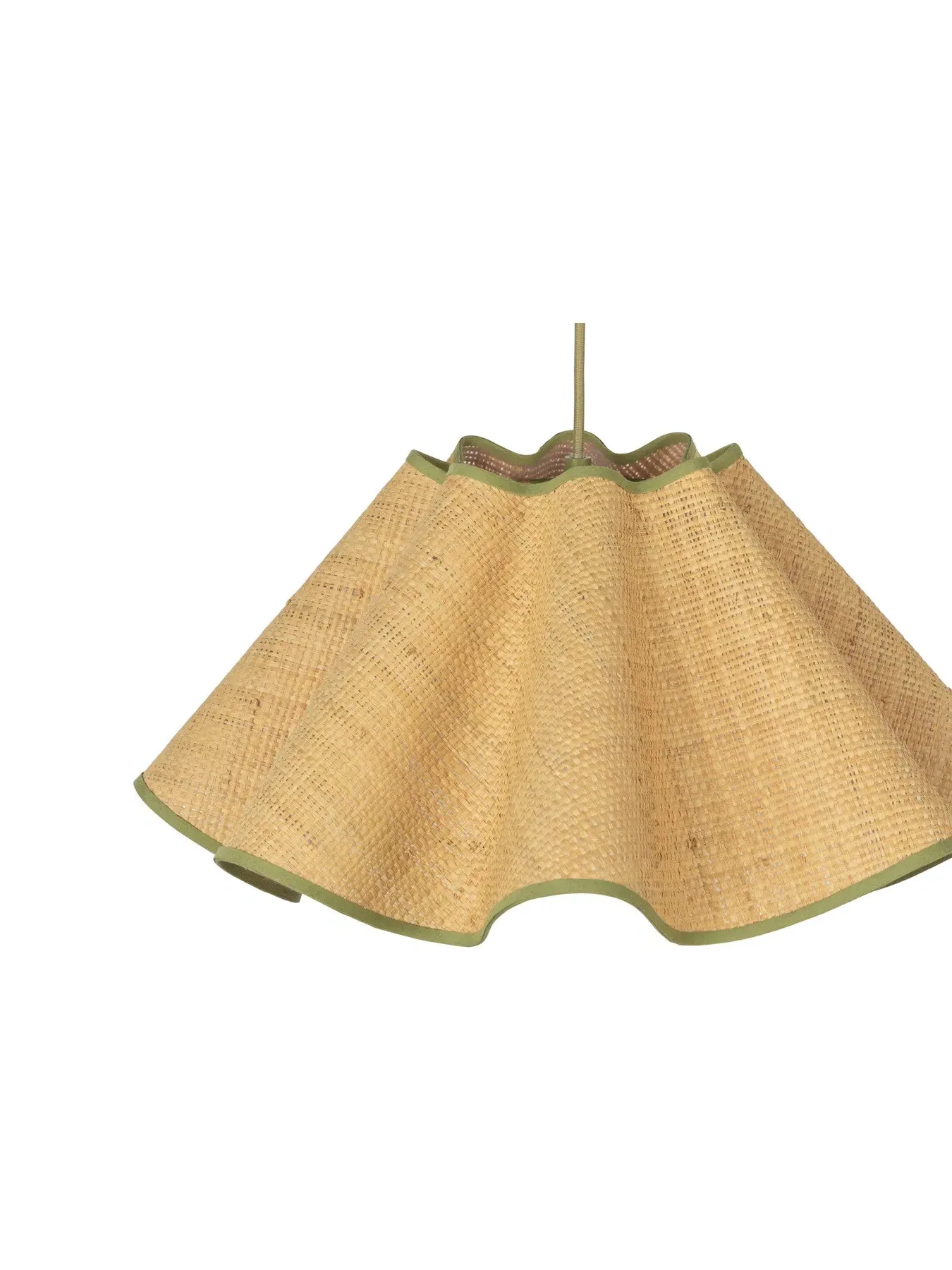 Pendant Light with Raffia Shade - Green, Natural