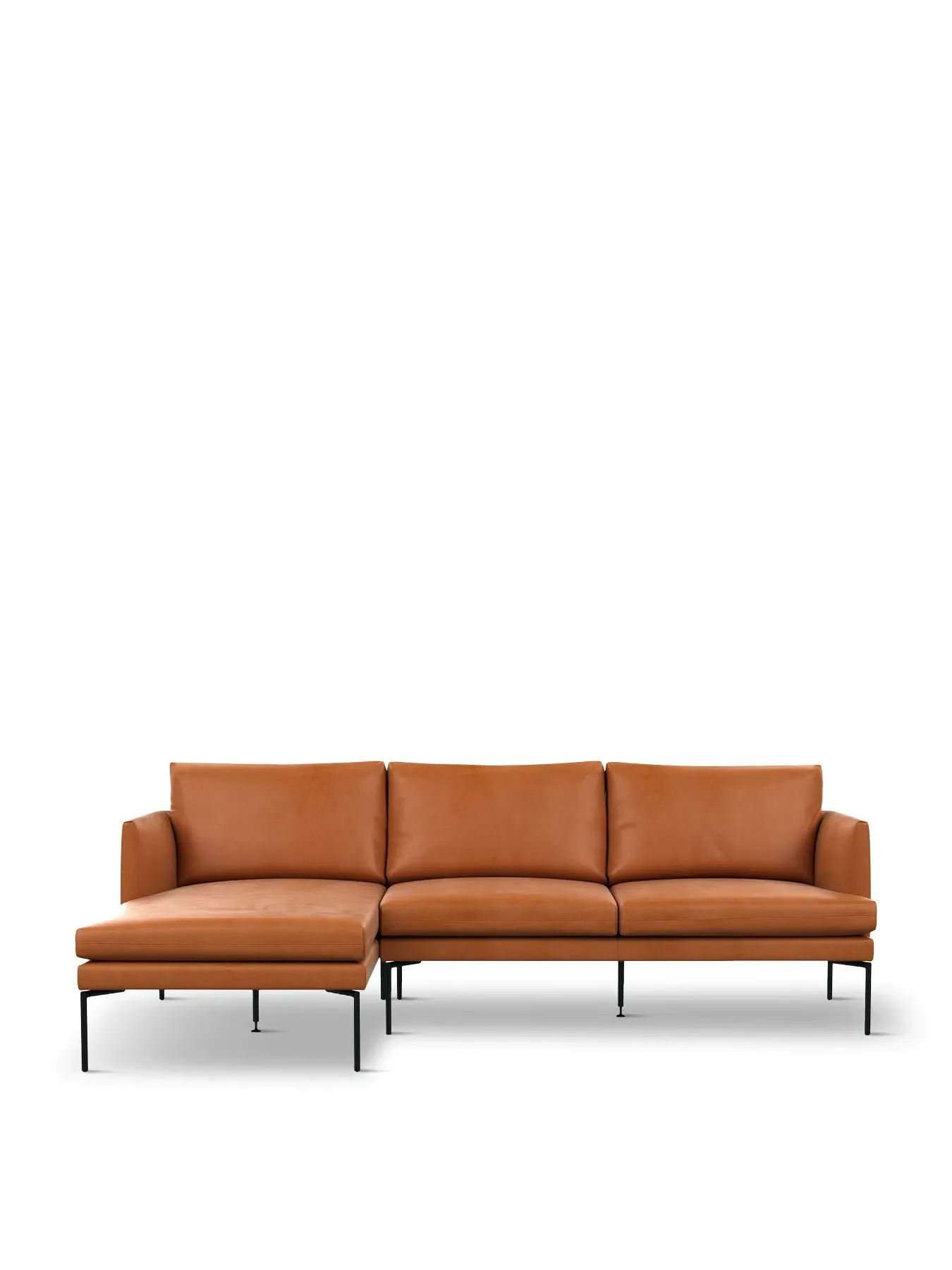 Right Hand Corner Chaise Sofa - Tan, Leather image