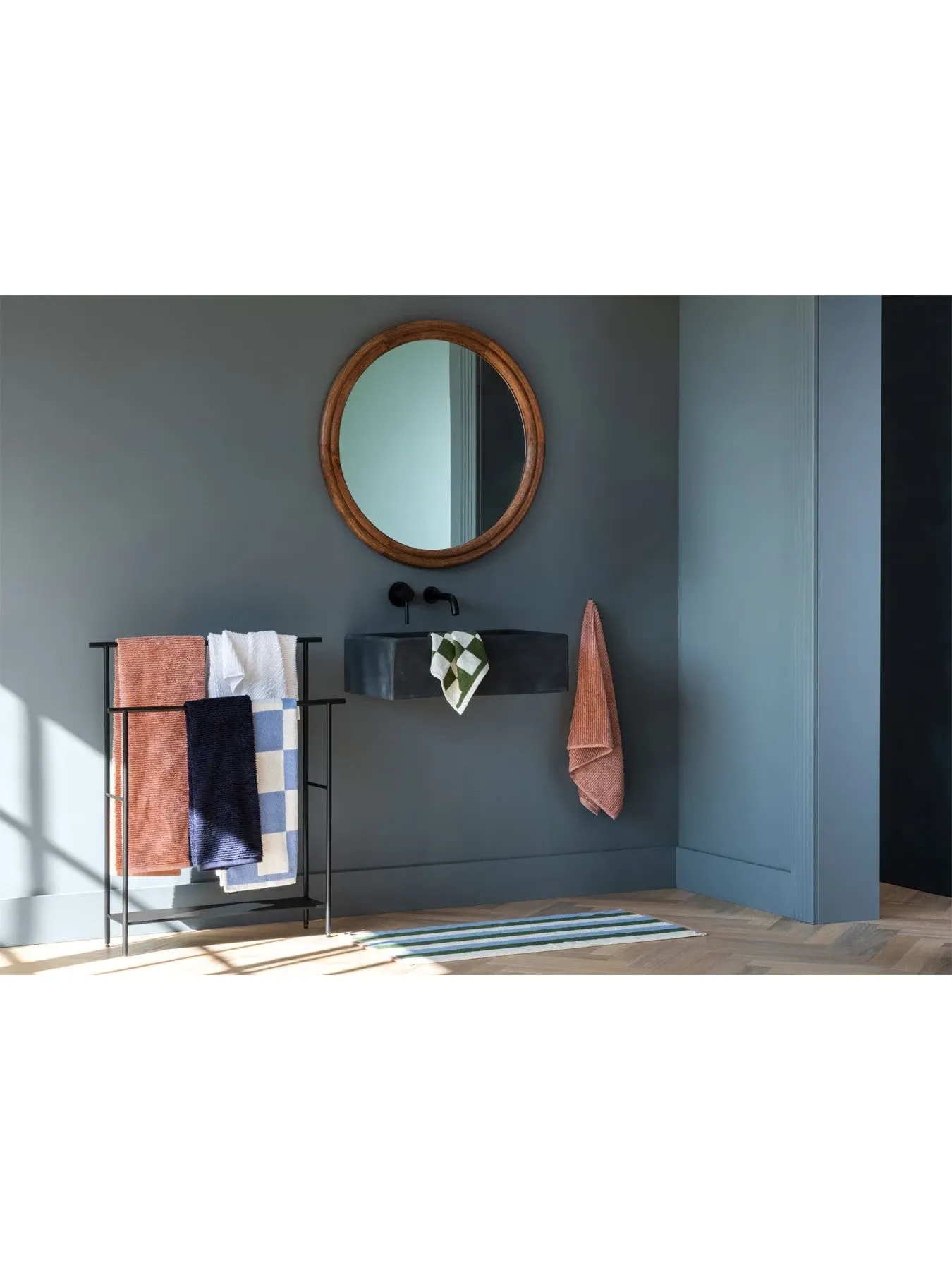 Round Wall Mirror - Dark Wood, Mango Wood
