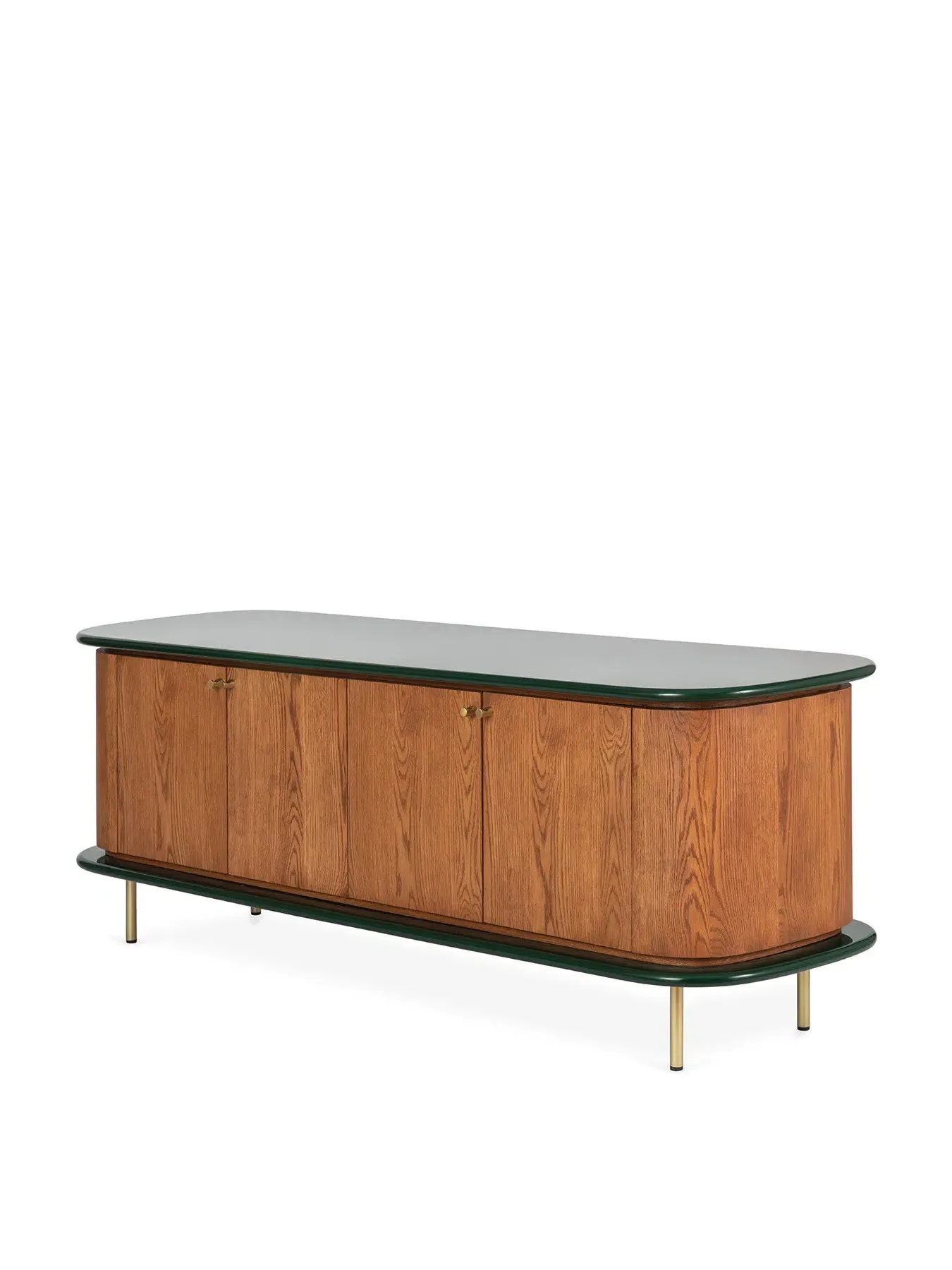 Sideboard with Brass Handles - Green, Oak