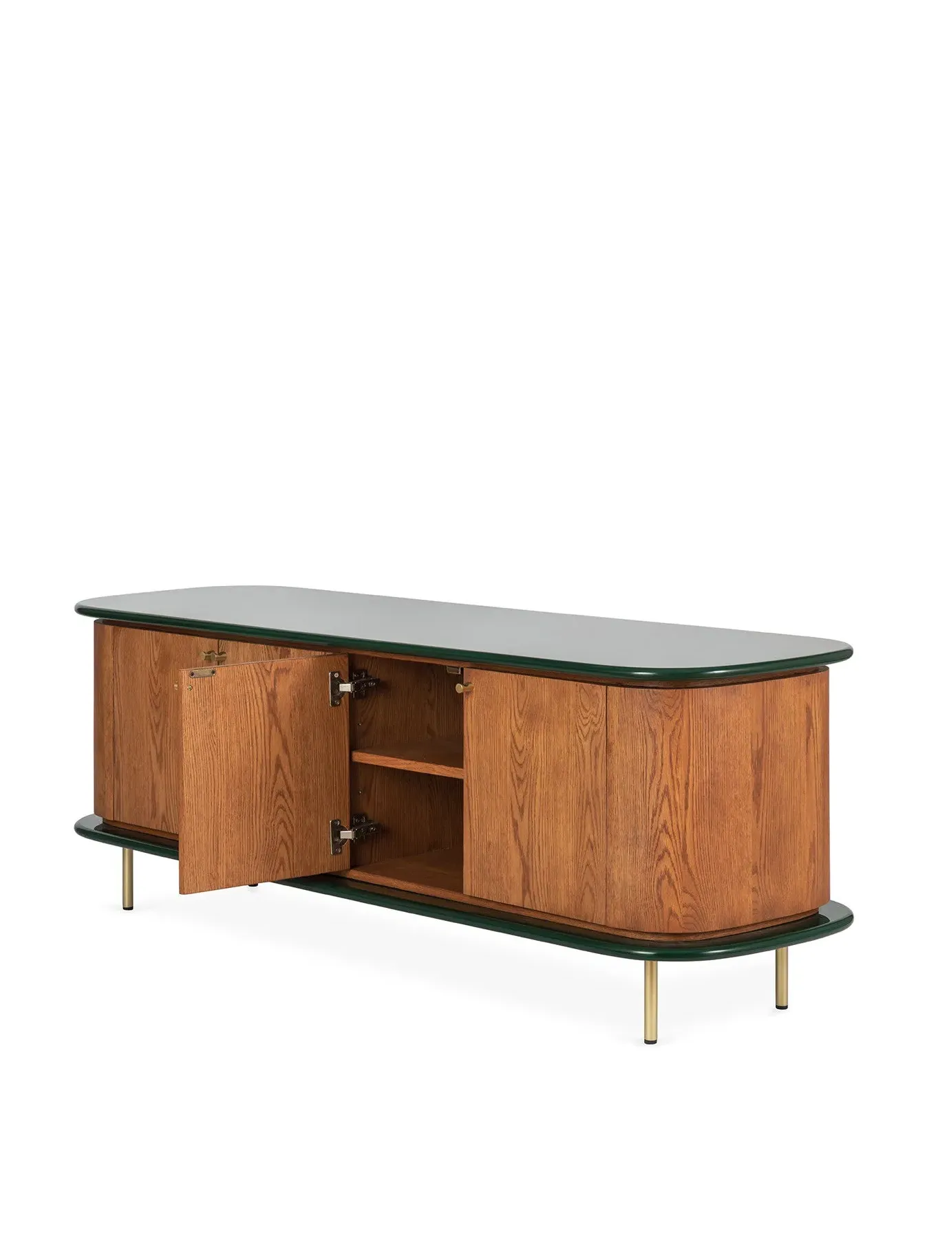 Sideboard with Brass Handles - Green, Oak