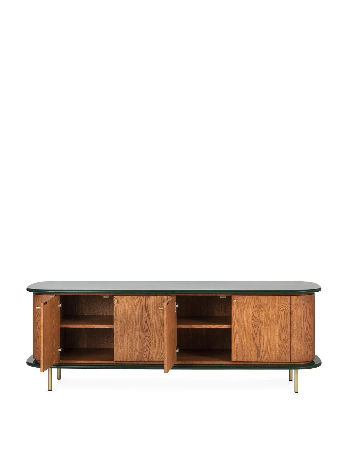 Sideboard with Brass Handles - Green, Oak