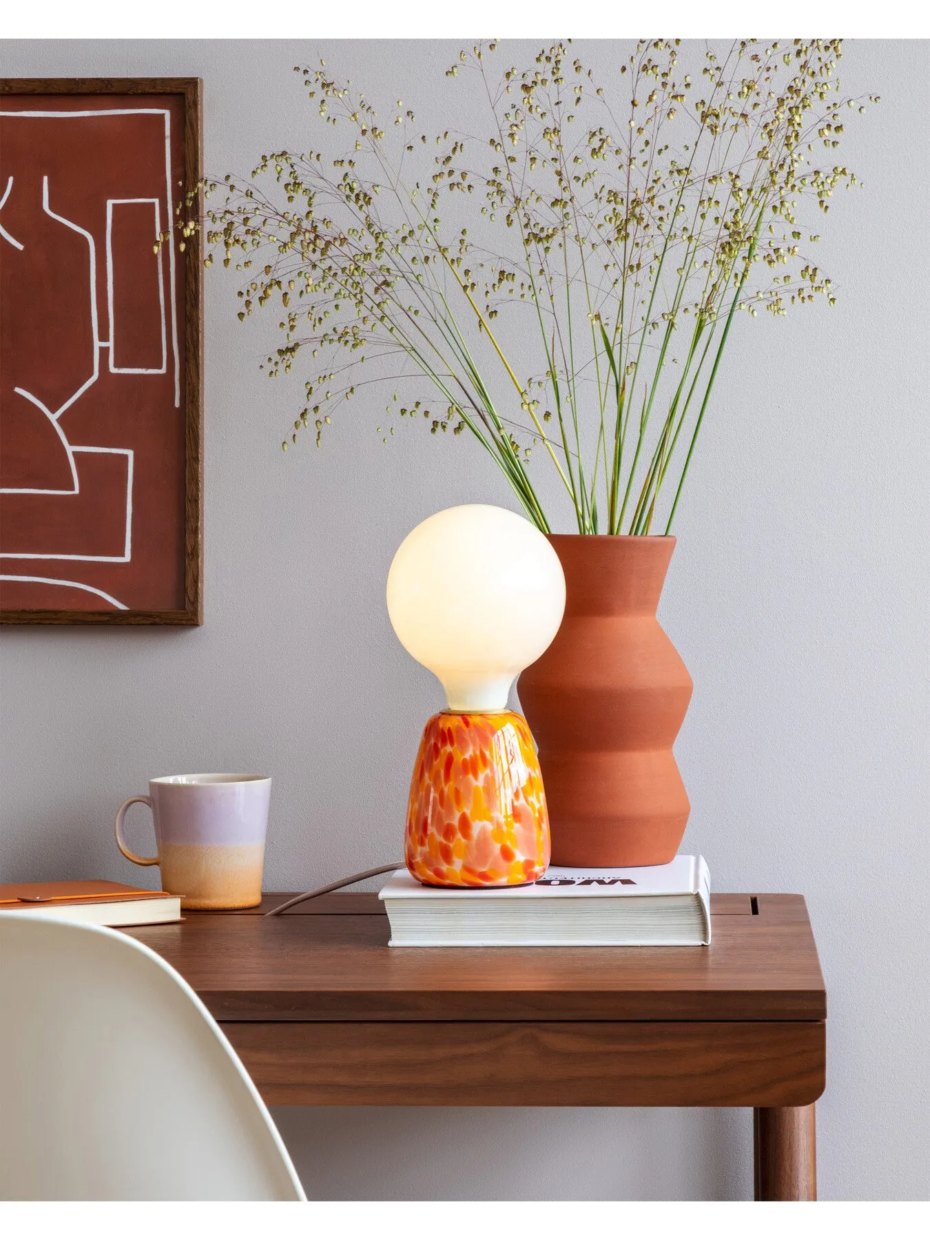 Small Table Lamp Confetti Effect - Pink, Glass