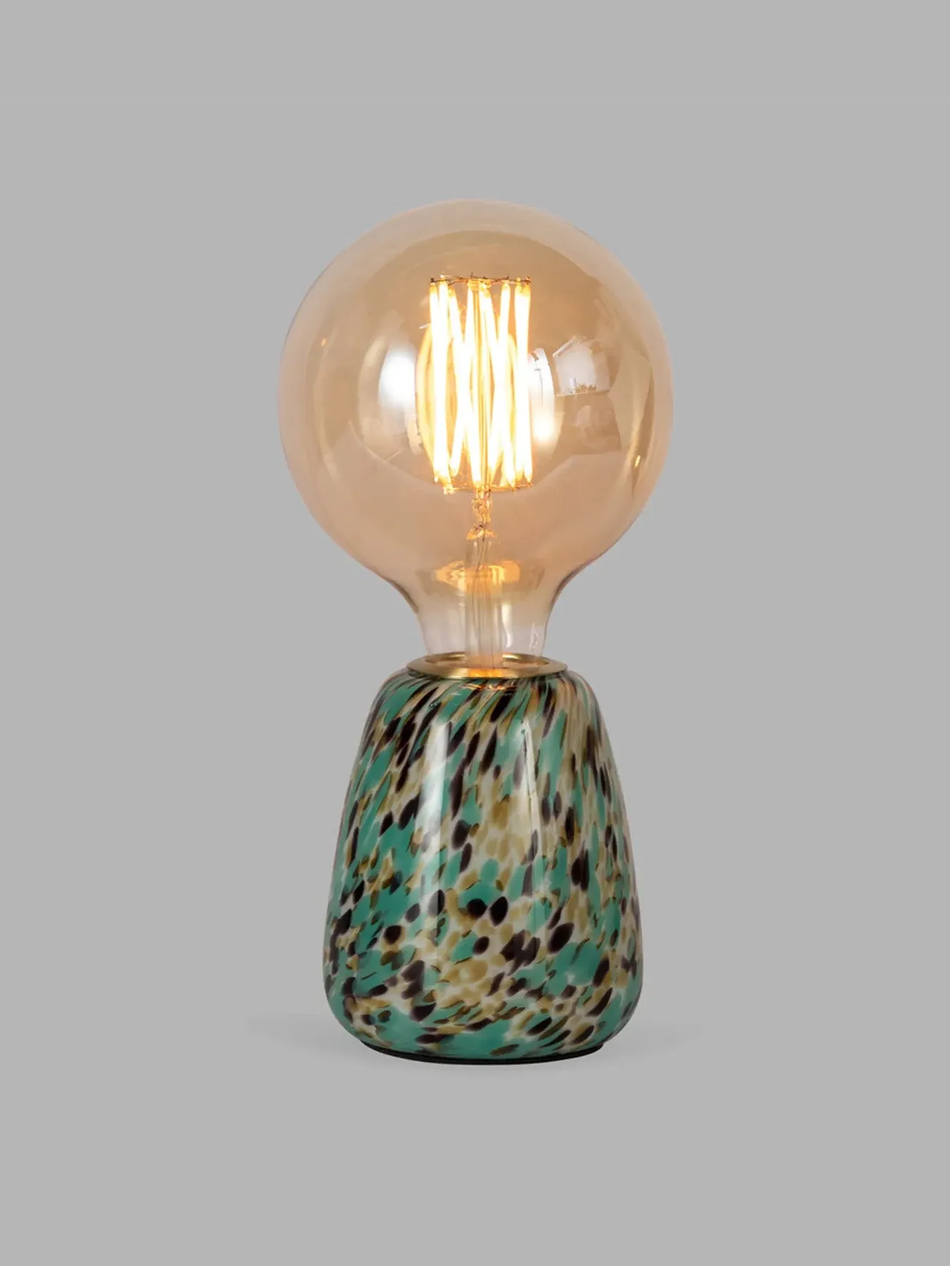 Small Table Lamp with Glass Base - Blue