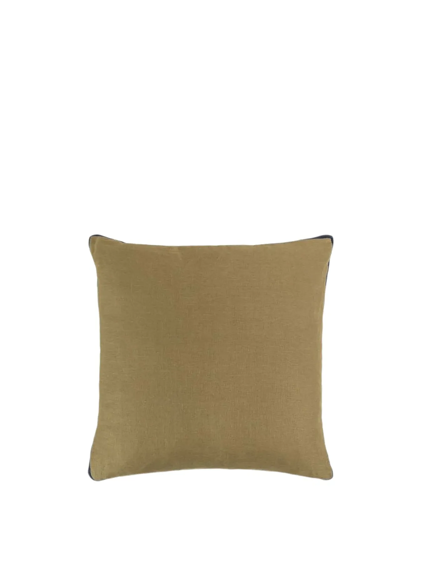 Square Cushion with Contrast Panel - Olive, Linen image